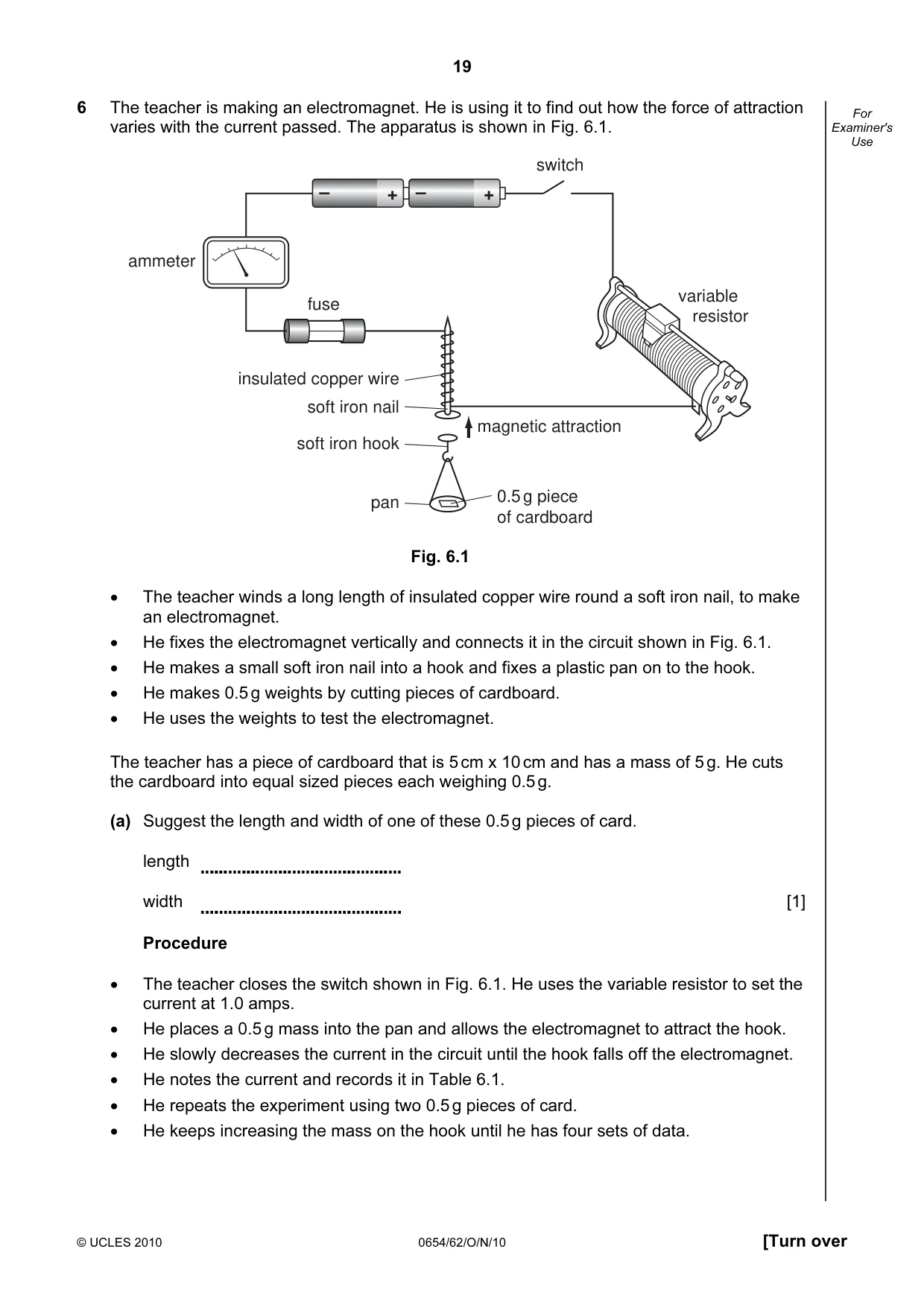 Cambridge IGCSE Sciences - Co-ordinated (Double) 0654 2010 Oct/Nov Paper 6 · Variant 2 question paper, page 19 of 24
