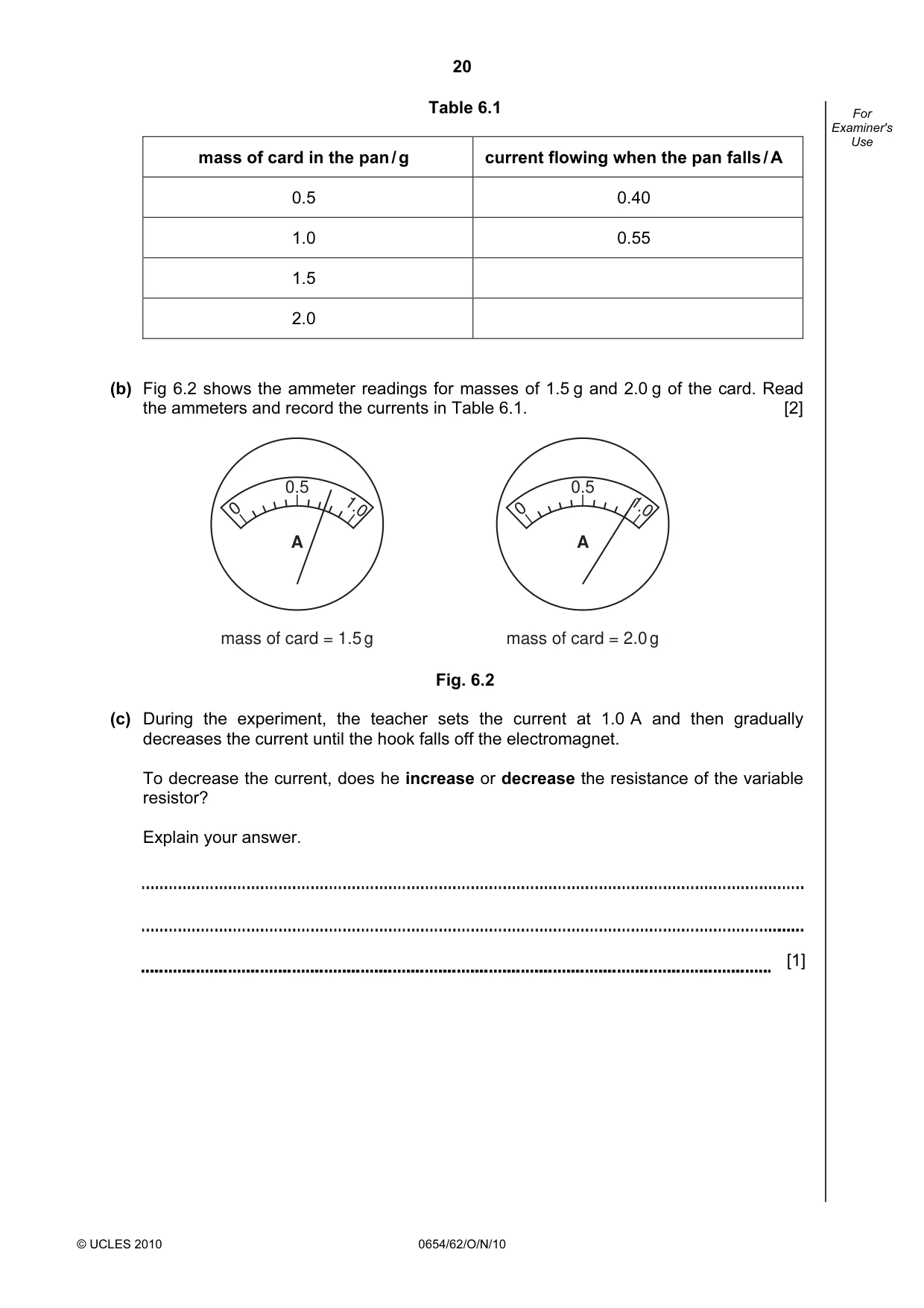 Cambridge IGCSE Sciences - Co-ordinated (Double) 0654 2010 Oct/Nov Paper 6 · Variant 2 question paper, page 20 of 24