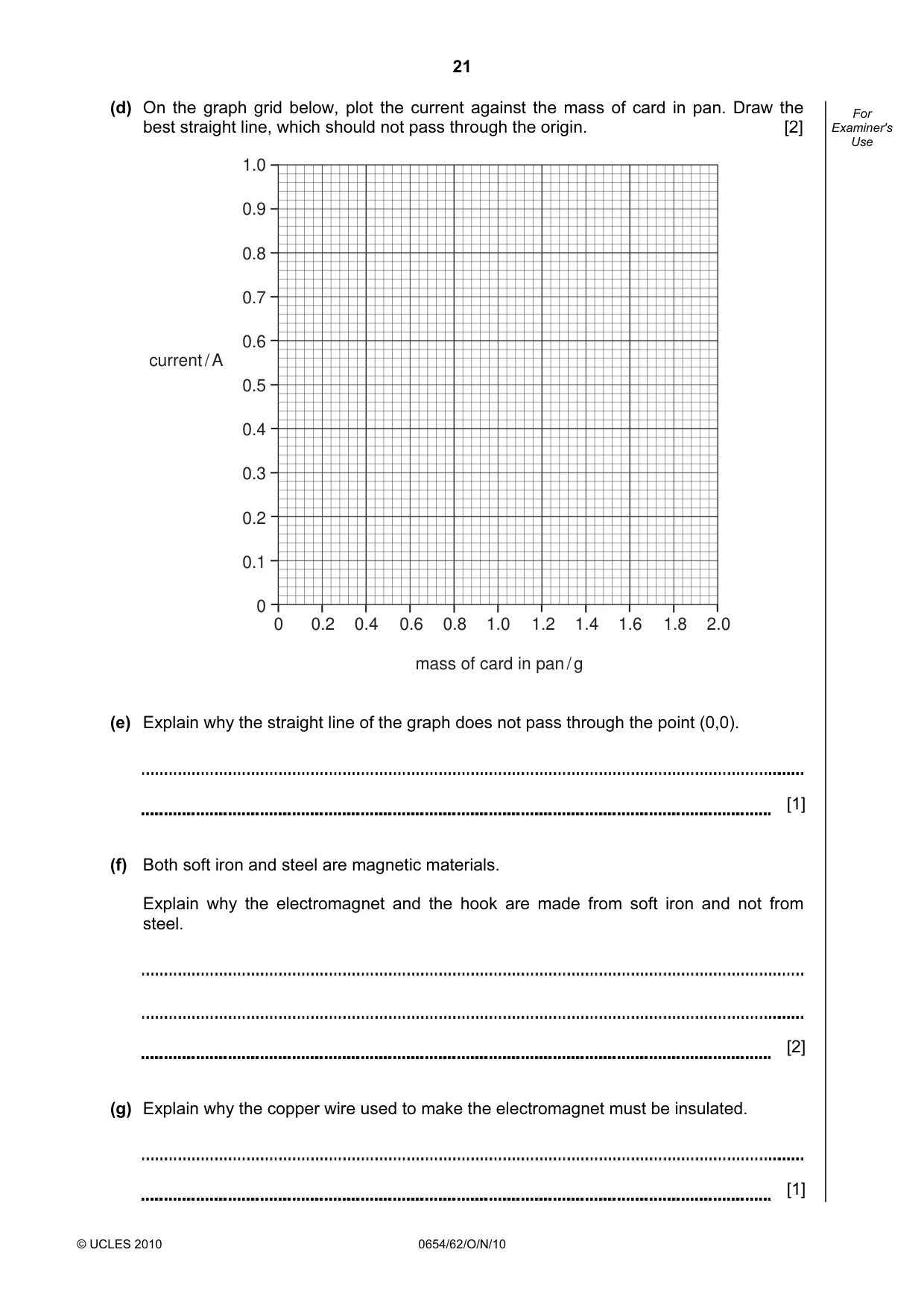 Cambridge IGCSE Sciences - Co-ordinated (Double) 0654 2010 Oct/Nov Paper 6 · Variant 2 question paper, page 21 of 24