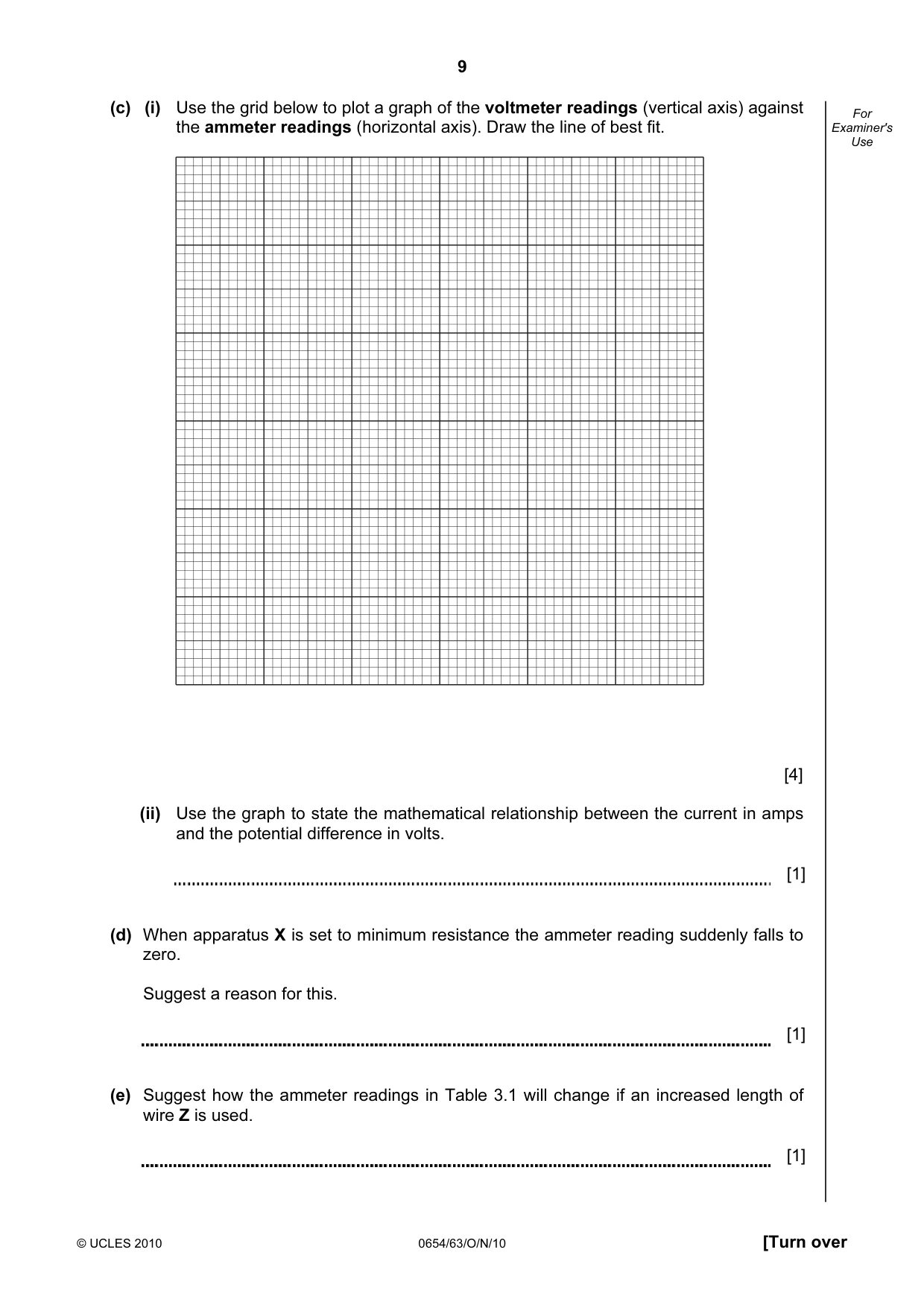 Cambridge IGCSE Sciences - Co-ordinated (Double) 0654 2010 Oct/Nov Paper 6 · Variant 3 question paper, page 9 of 20