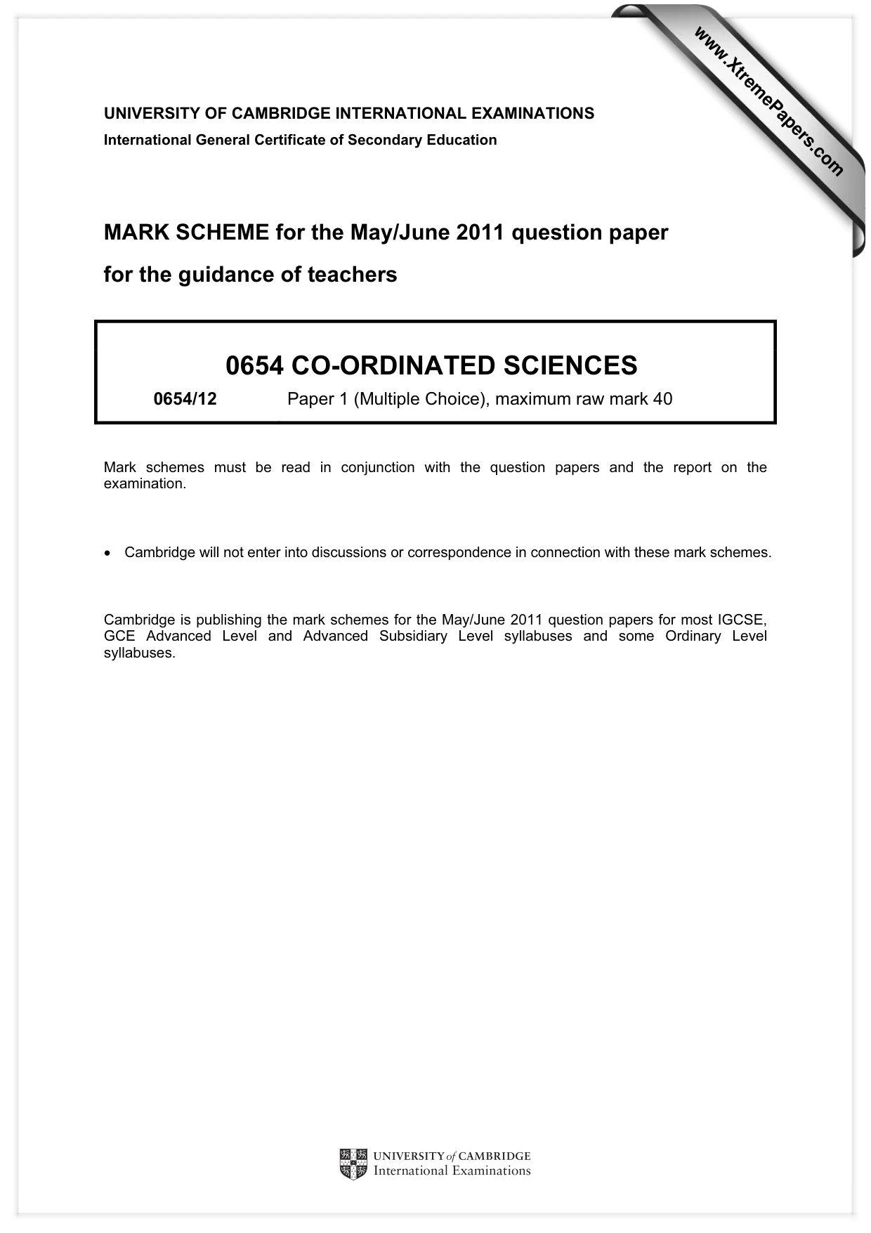 Mark scheme, page 1 of 2