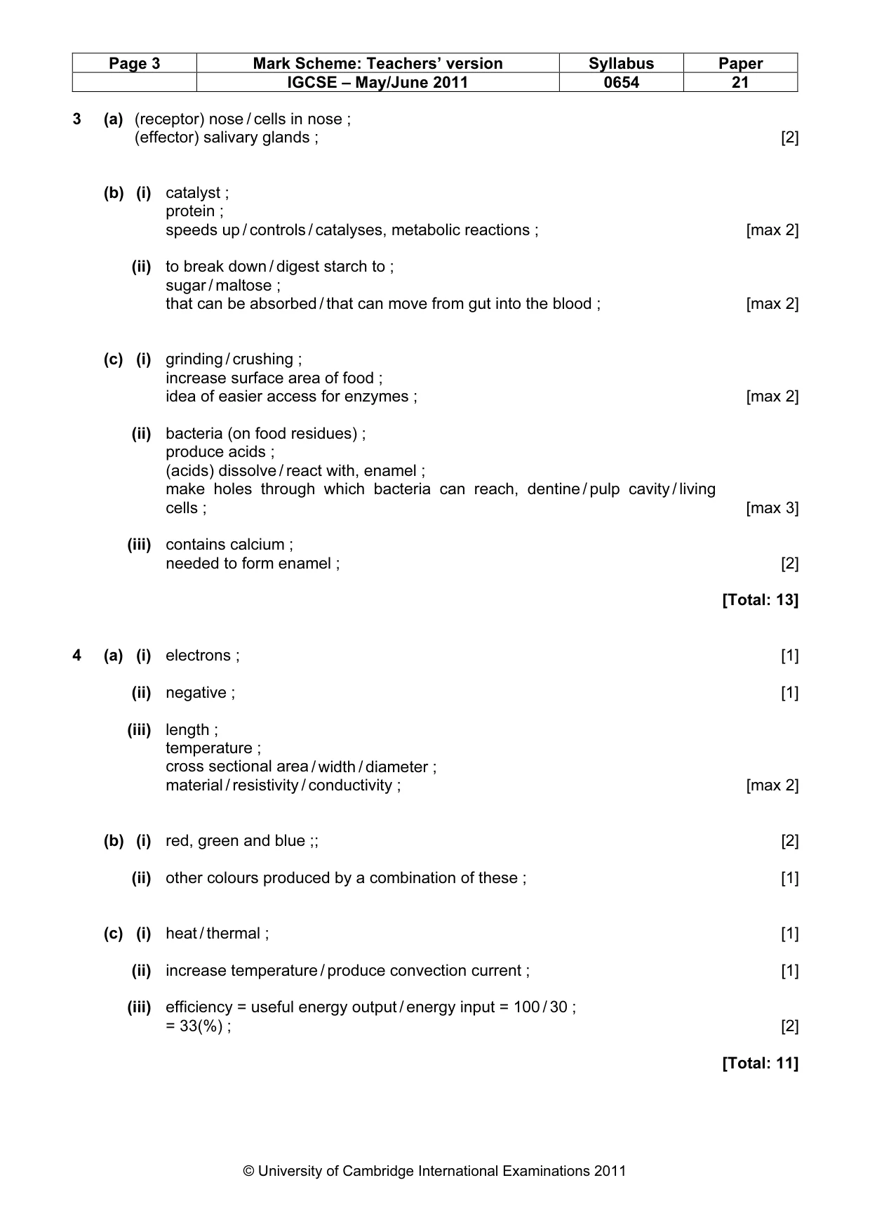 Mark scheme, page 3 of 6
