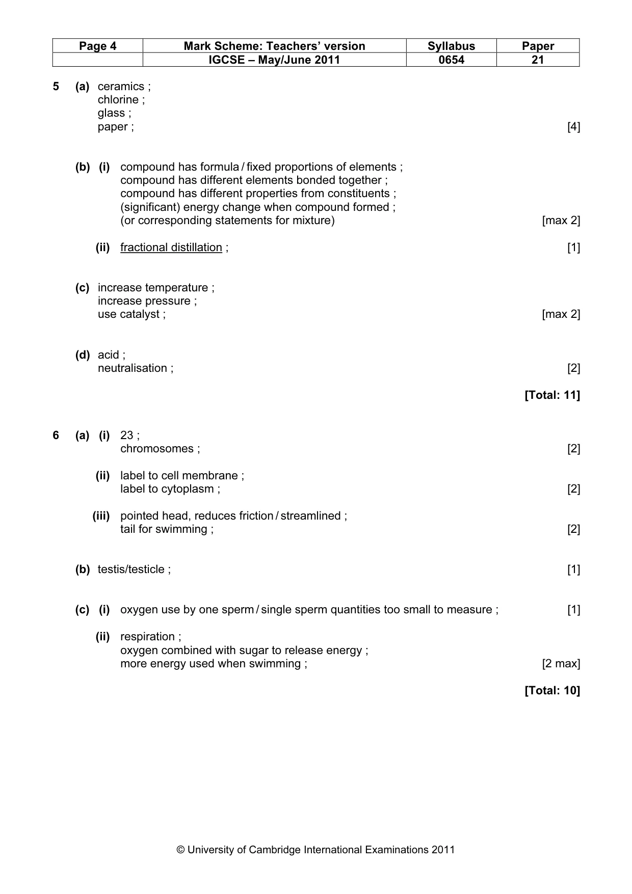 Mark scheme, page 4 of 6