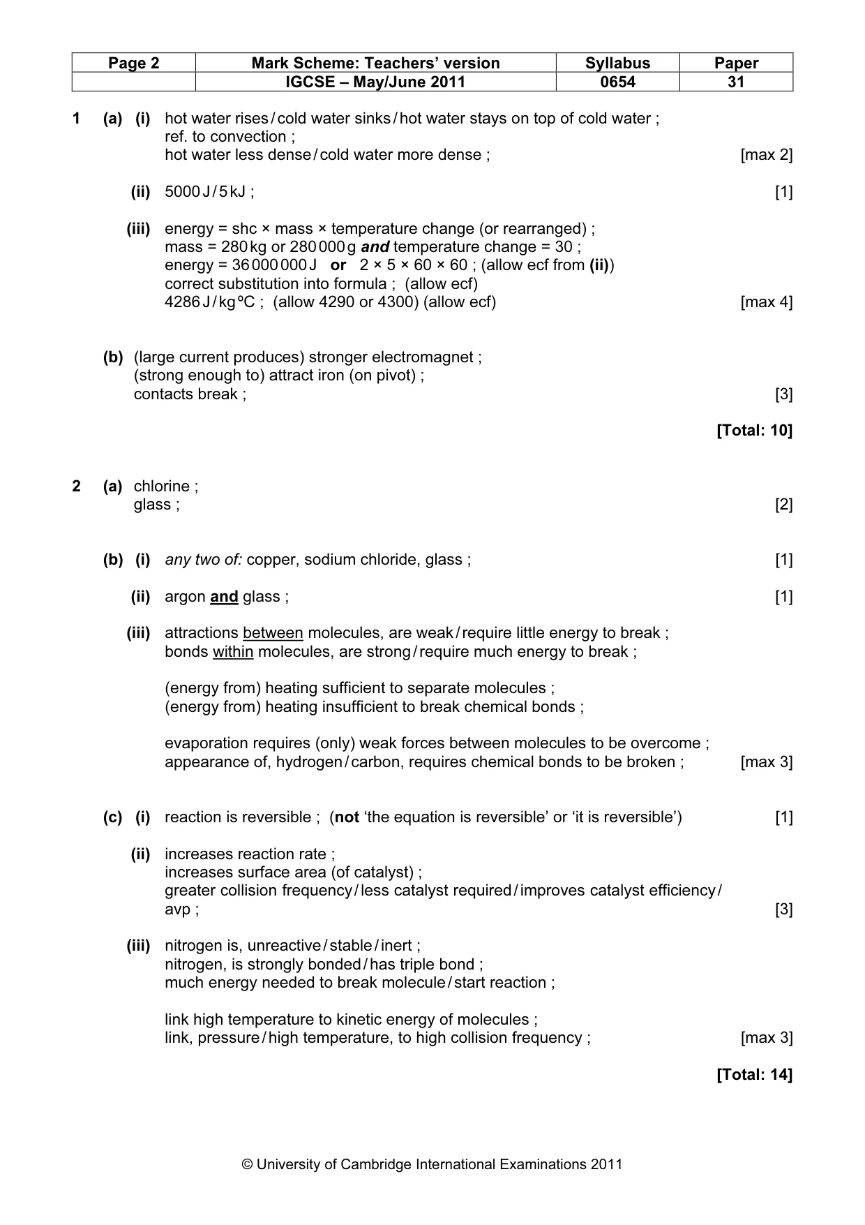 Mark scheme, page 2 of 6