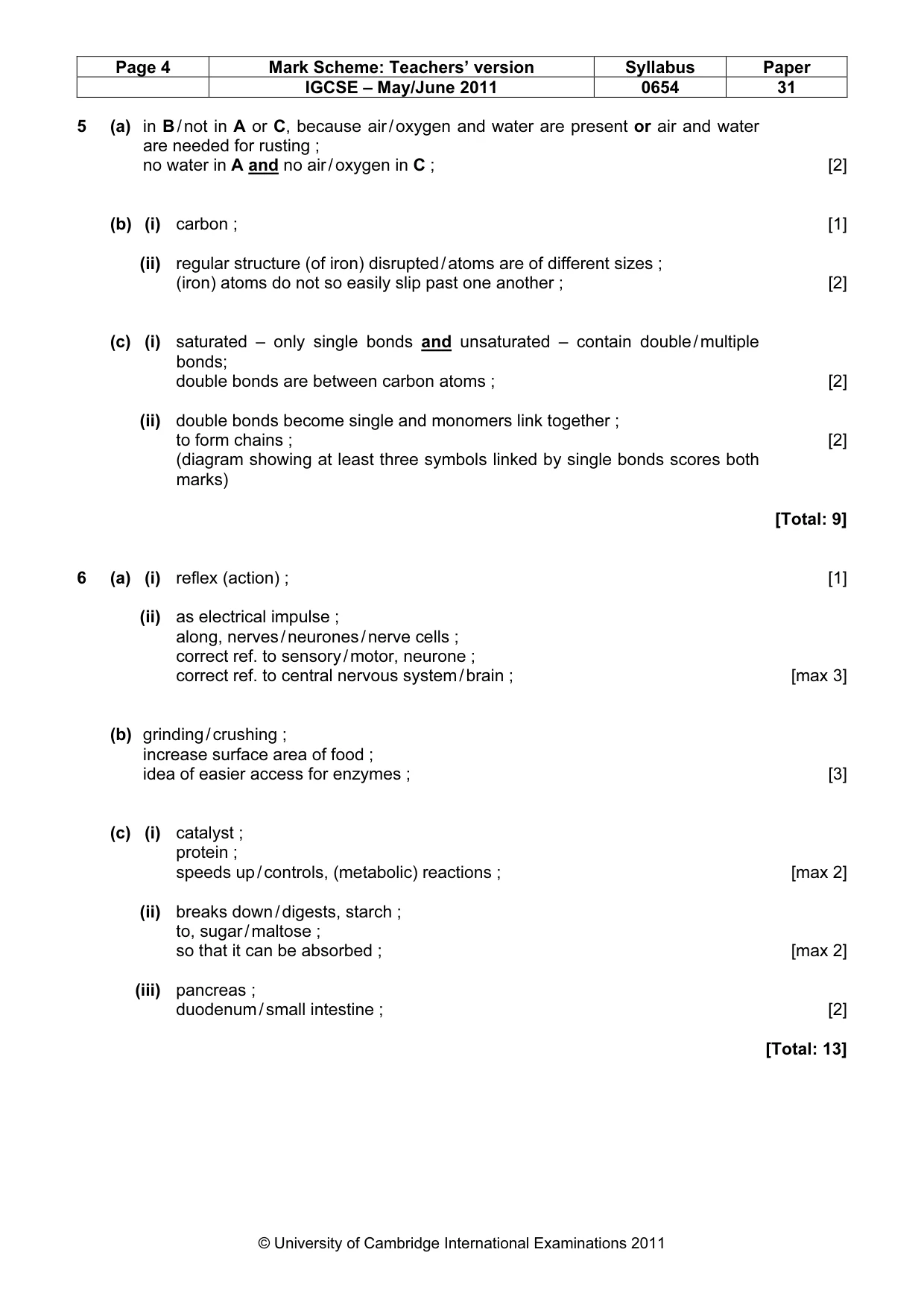 Mark scheme, page 4 of 6