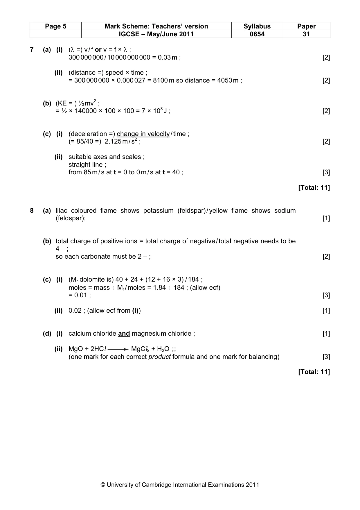 Mark scheme, page 5 of 6
