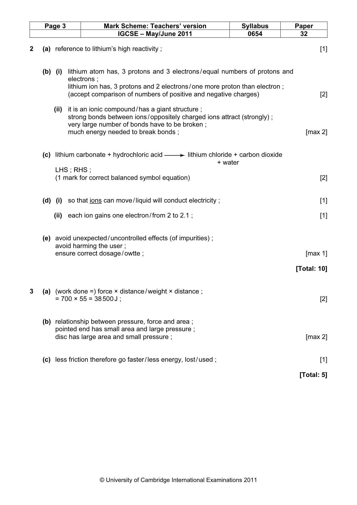 Mark scheme, page 3 of 8