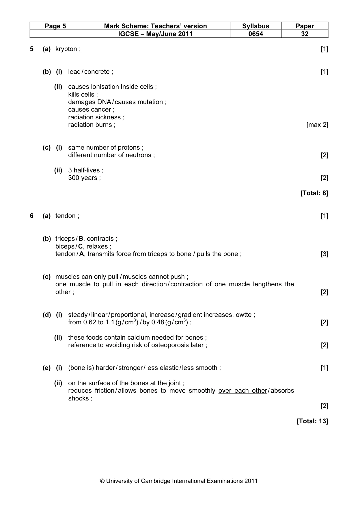 Mark scheme, page 5 of 8