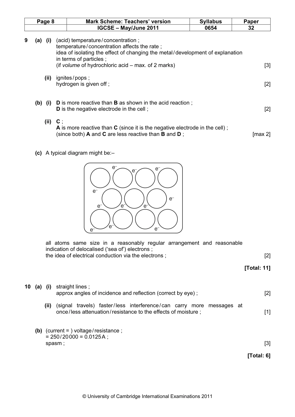 Mark scheme, page 8 of 8