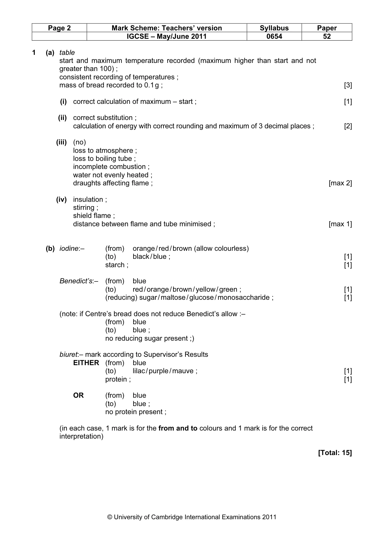 Mark scheme, page 2 of 4