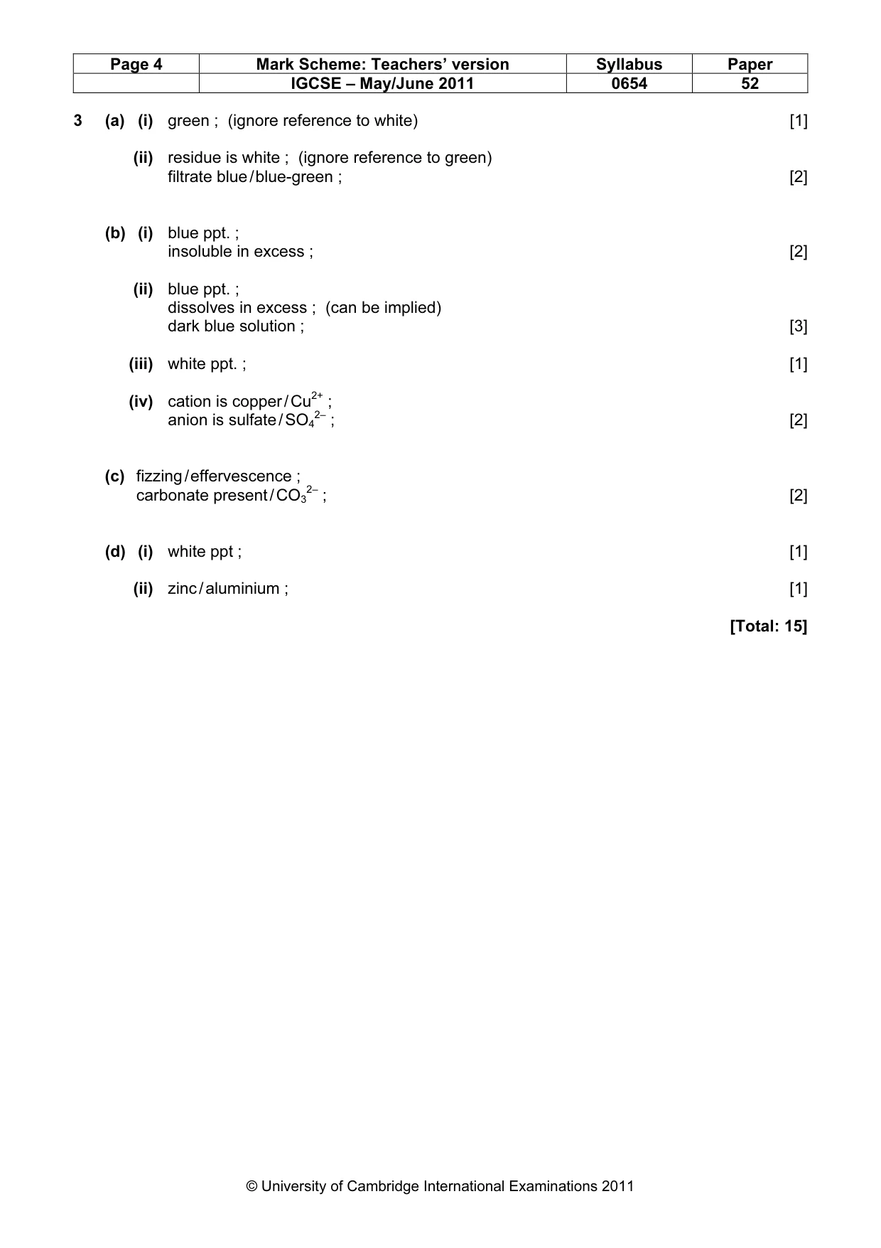 Mark scheme, page 4 of 4