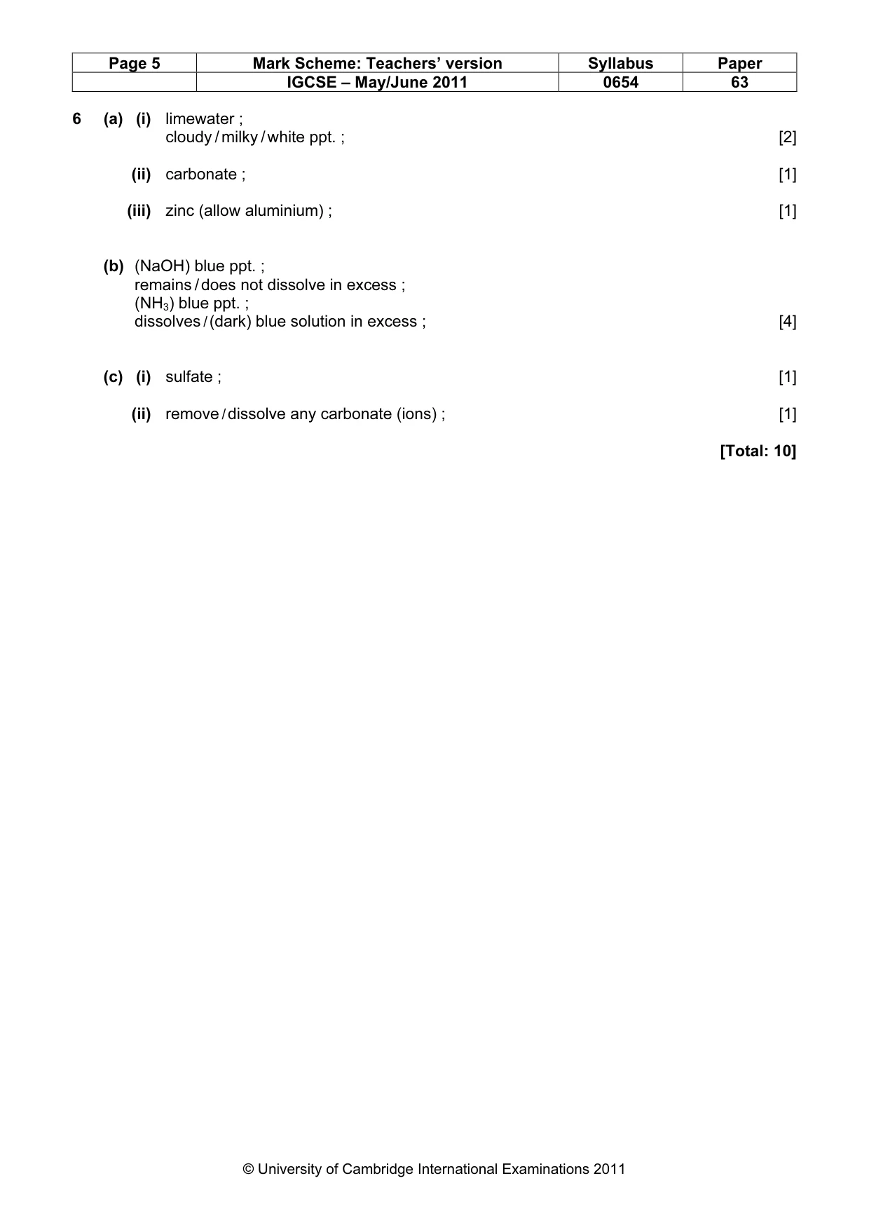 Mark scheme, page 5 of 5