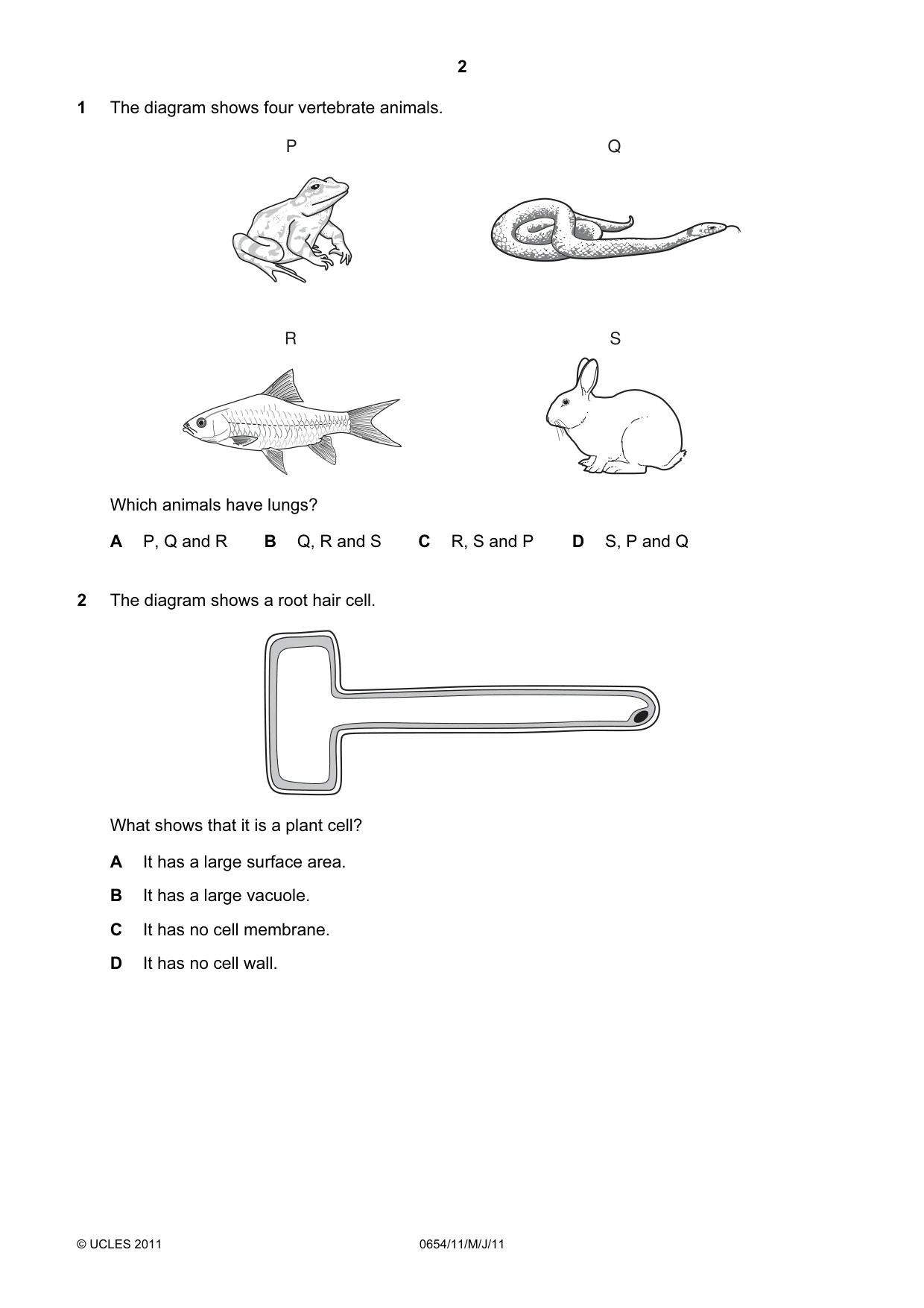 Cambridge IGCSE Sciences - Co-ordinated (Double) 0654 2011 May/June Paper 1 · Variant 1 question paper, page 2 of 16