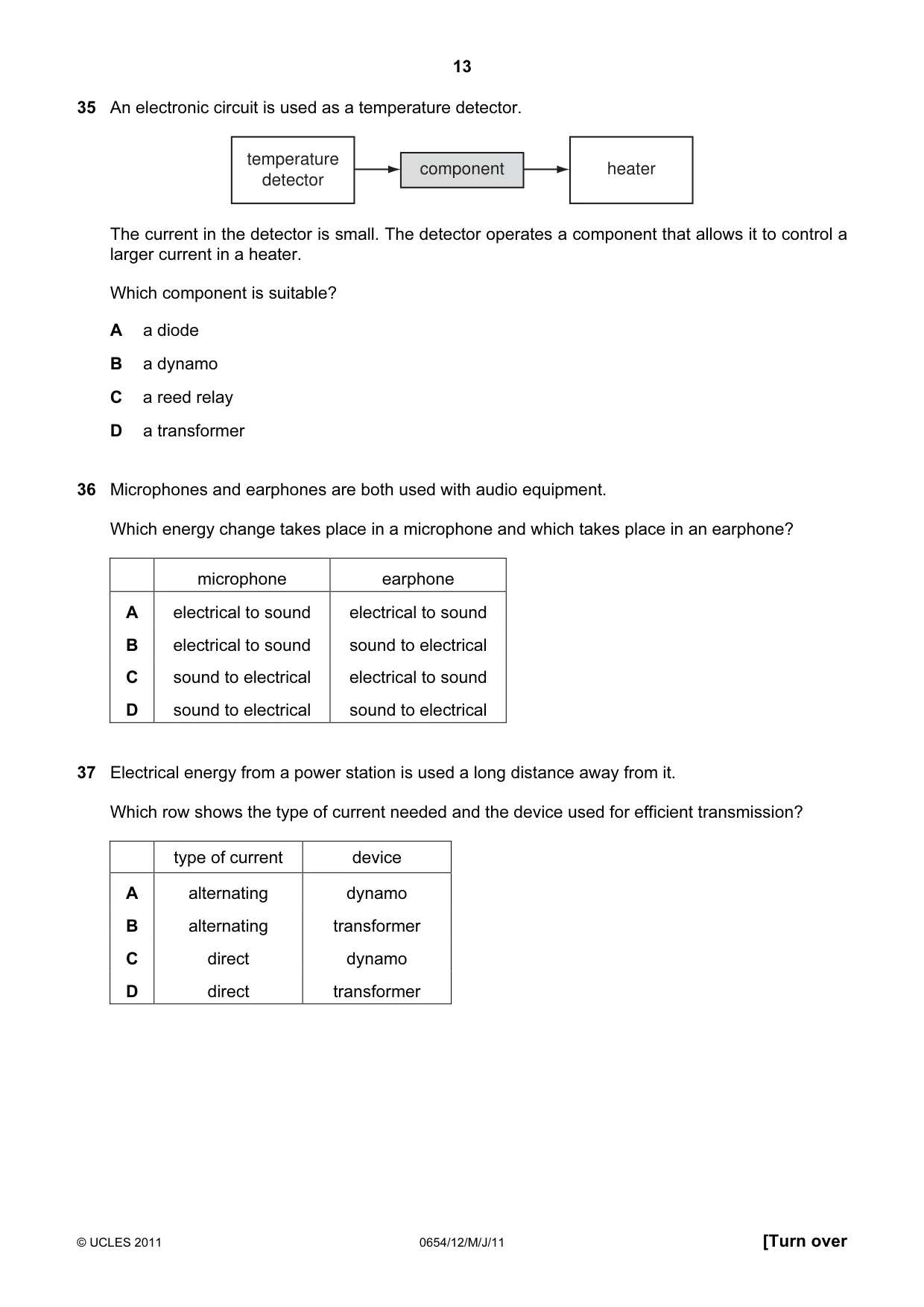 Cambridge IGCSE Sciences - Co-ordinated (Double) 0654 2011 May/June Paper 1 · Variant 2 question paper, page 13 of 16