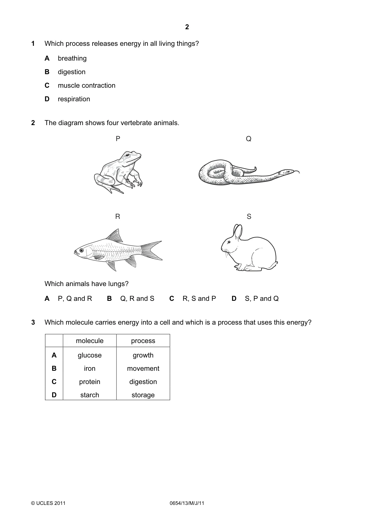 Cambridge IGCSE Sciences - Co-ordinated (Double) 0654 2011 May/June Paper 1 · Variant 3 question paper, page 2 of 16