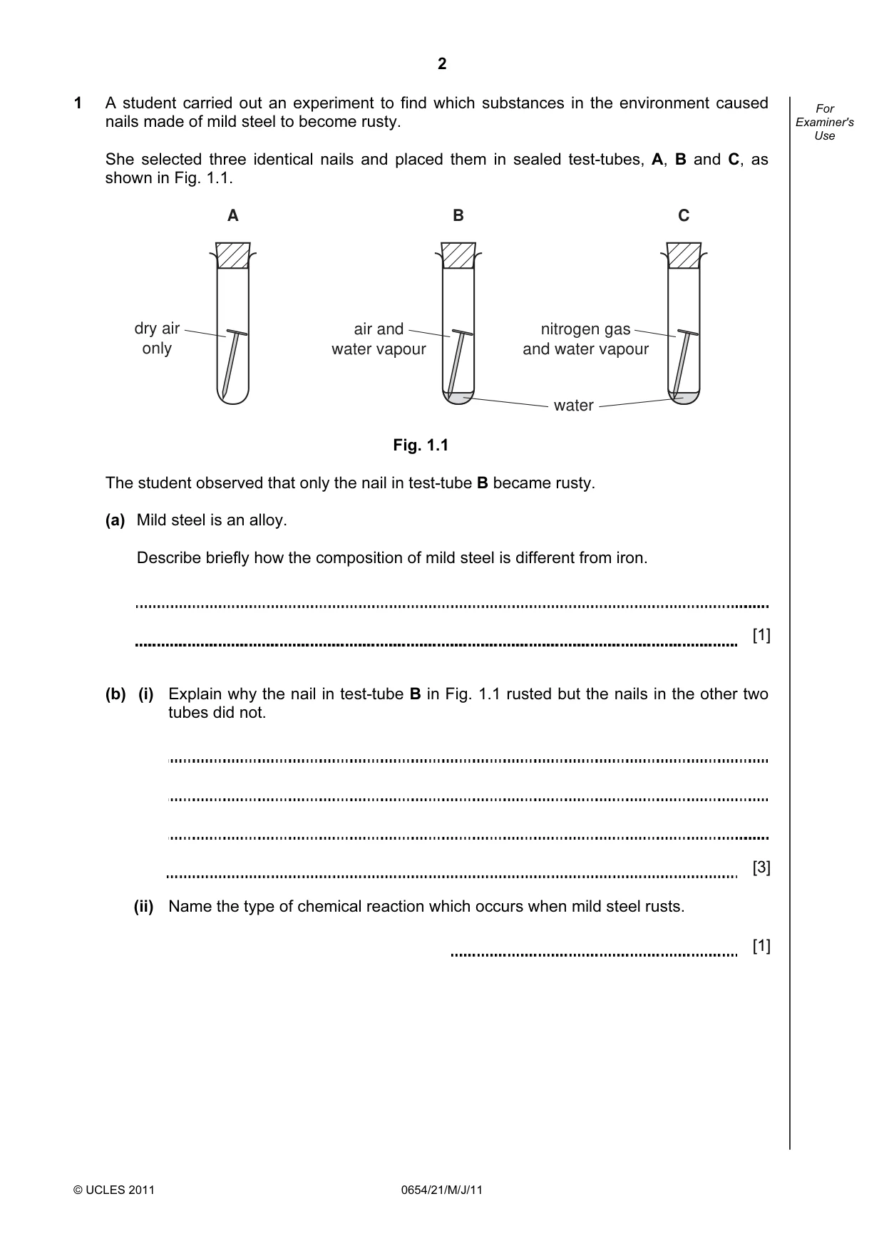 Cambridge IGCSE Sciences - Co-ordinated (Double) 0654 2011 May/June Paper 2 · Variant 1 question paper, page 2 of 24