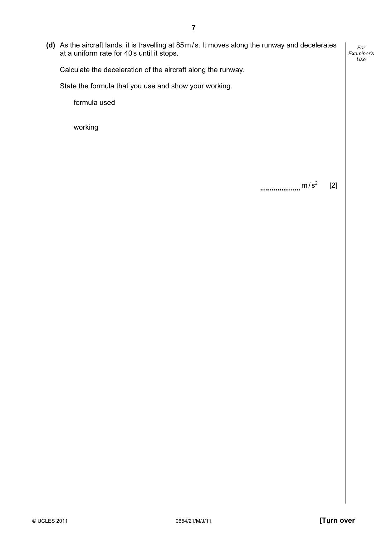 Cambridge IGCSE Sciences - Co-ordinated (Double) 0654 2011 May/June Paper 2 · Variant 1 question paper, page 7 of 24