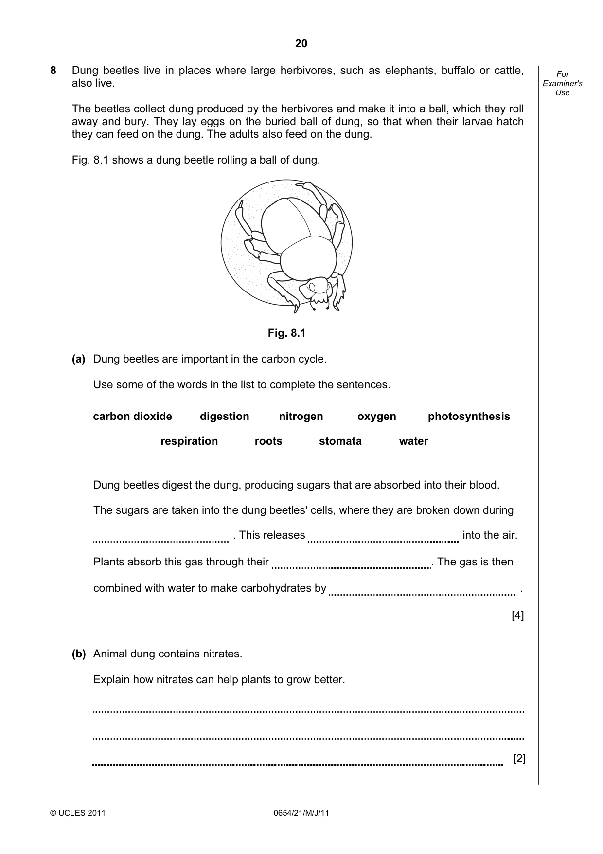 Cambridge IGCSE Sciences - Co-ordinated (Double) 0654 2011 May/June Paper 2 · Variant 1 question paper, page 20 of 24