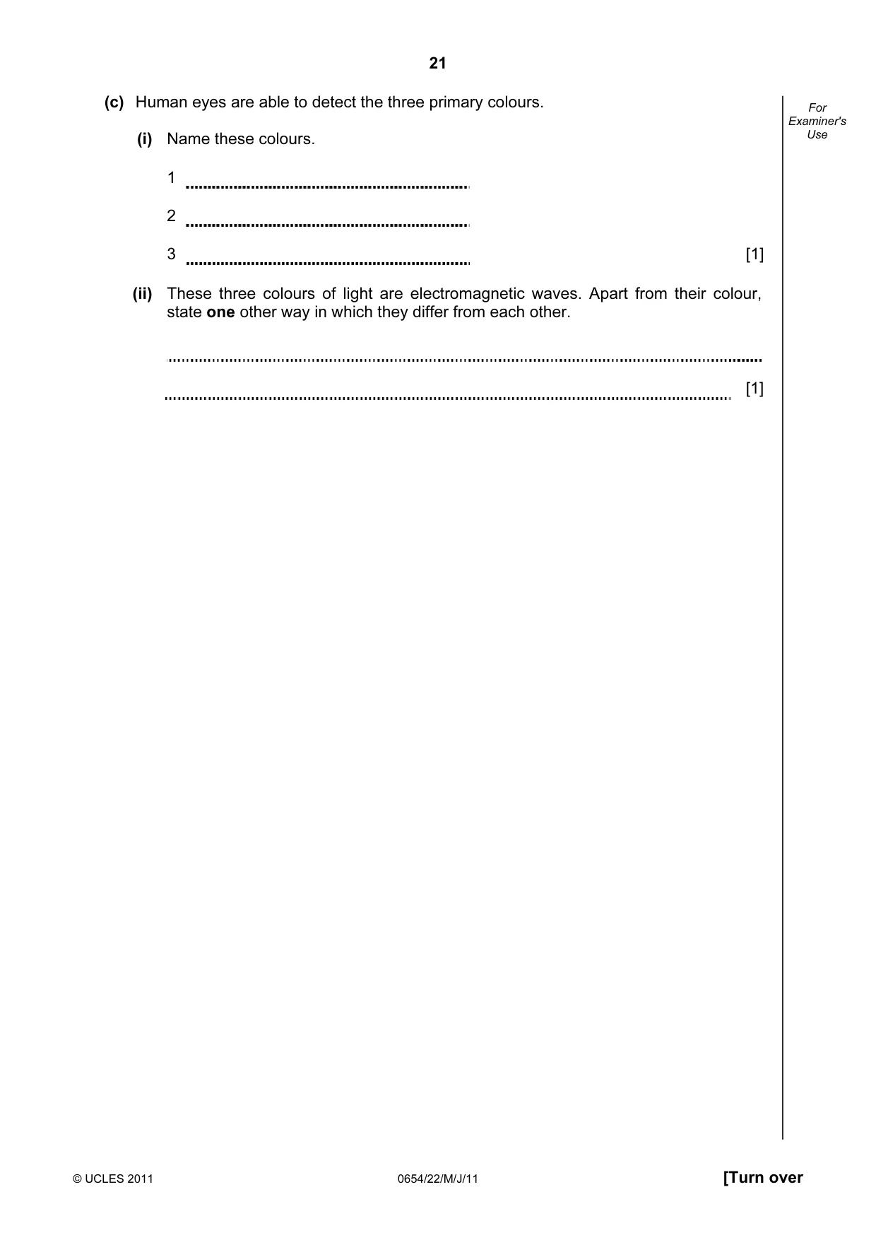 Cambridge IGCSE Sciences - Co-ordinated (Double) 0654 2011 May/June Paper 2 · Variant 2 question paper, page 21 of 28