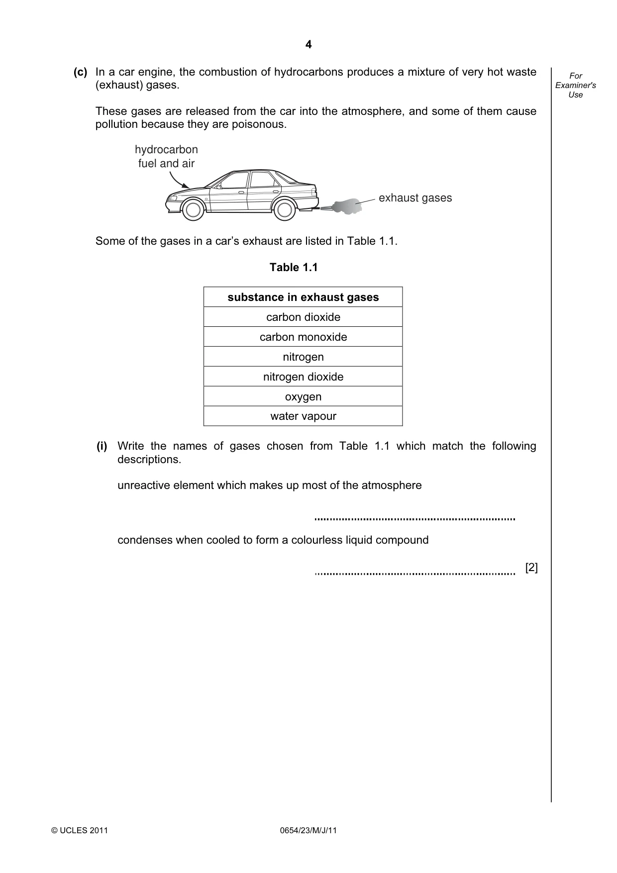 Cambridge IGCSE Sciences - Co-ordinated (Double) 0654 2011 May/June Paper 2 · Variant 3 question paper, page 4 of 28