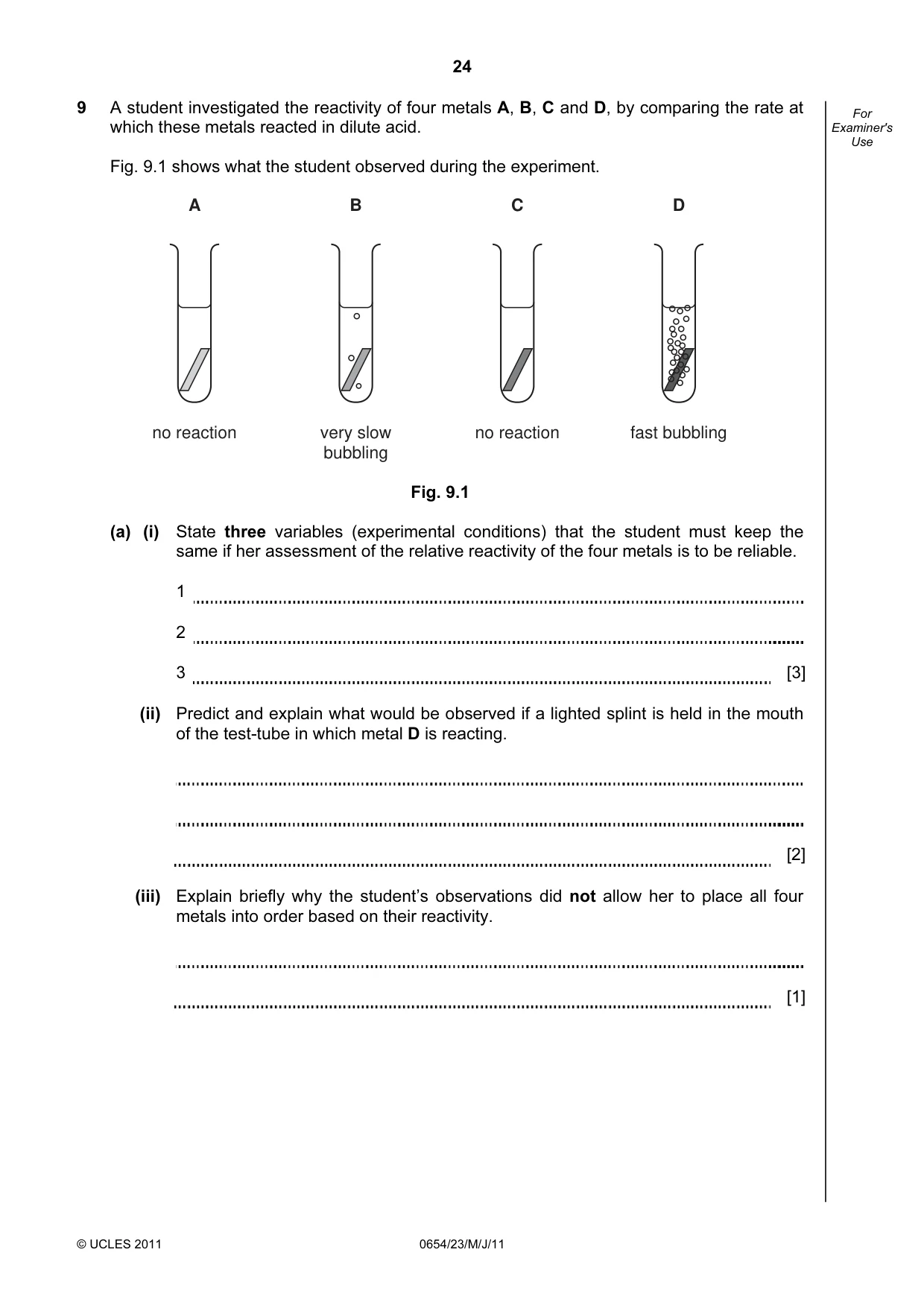 Cambridge IGCSE Sciences - Co-ordinated (Double) 0654 2011 May/June Paper 2 · Variant 3 question paper, page 24 of 28