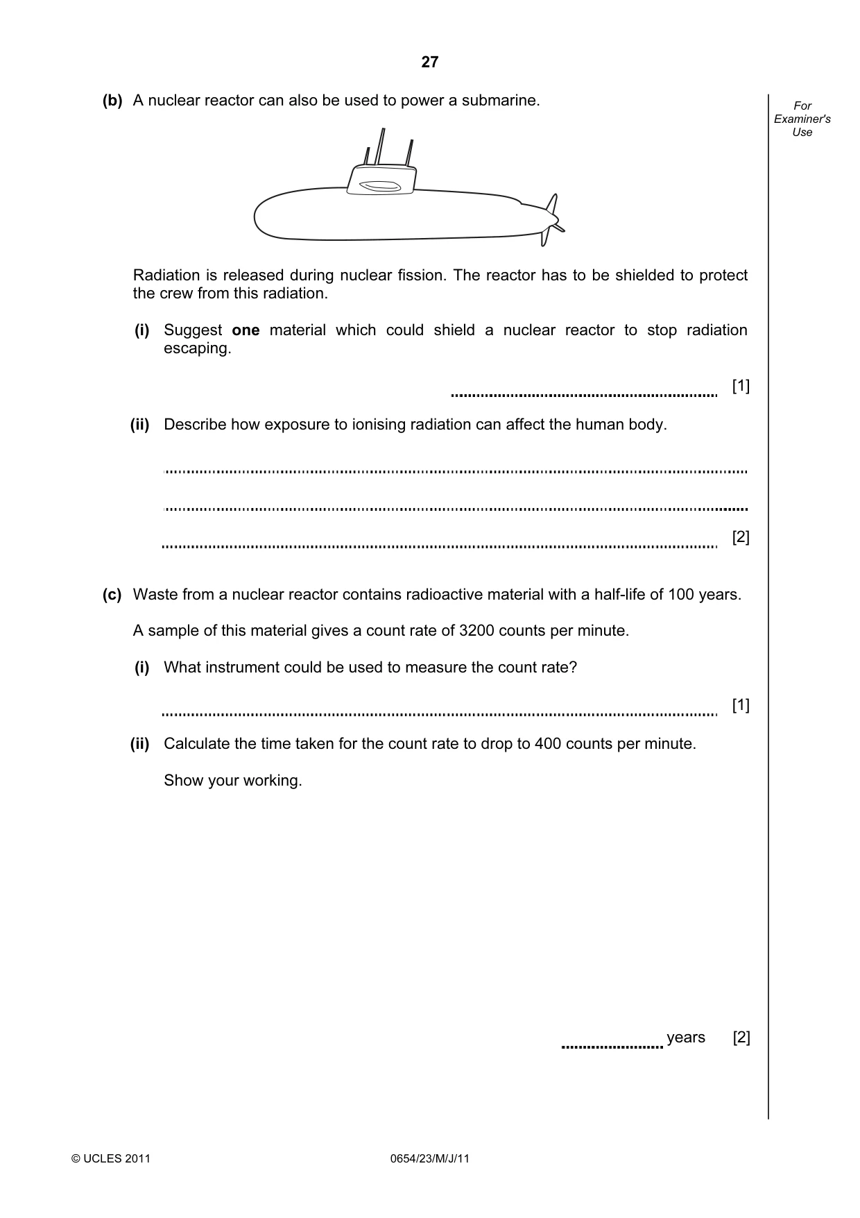 Cambridge IGCSE Sciences - Co-ordinated (Double) 0654 2011 May/June Paper 2 · Variant 3 question paper, page 27 of 28