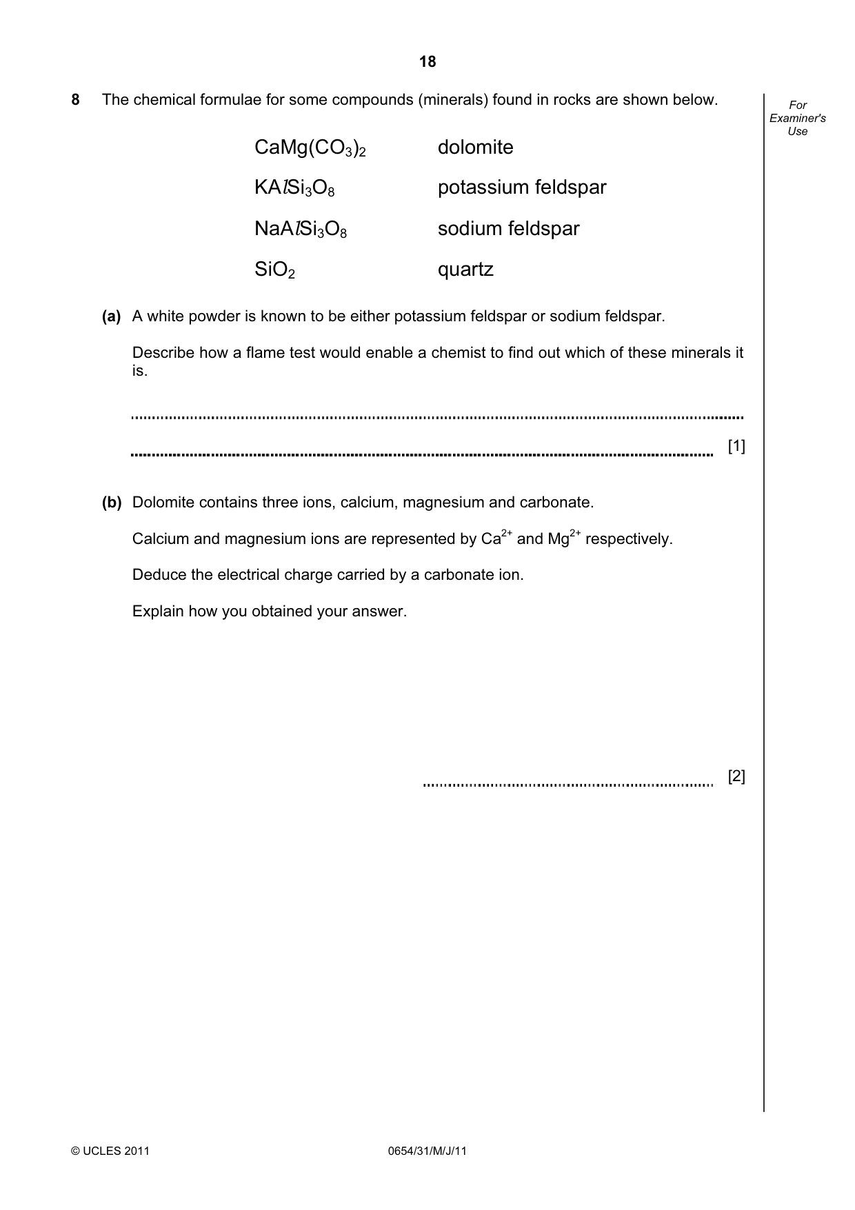 Cambridge IGCSE Sciences - Co-ordinated (Double) 0654 2011 May/June Paper 3 · Variant 1 question paper, page 18 of 24