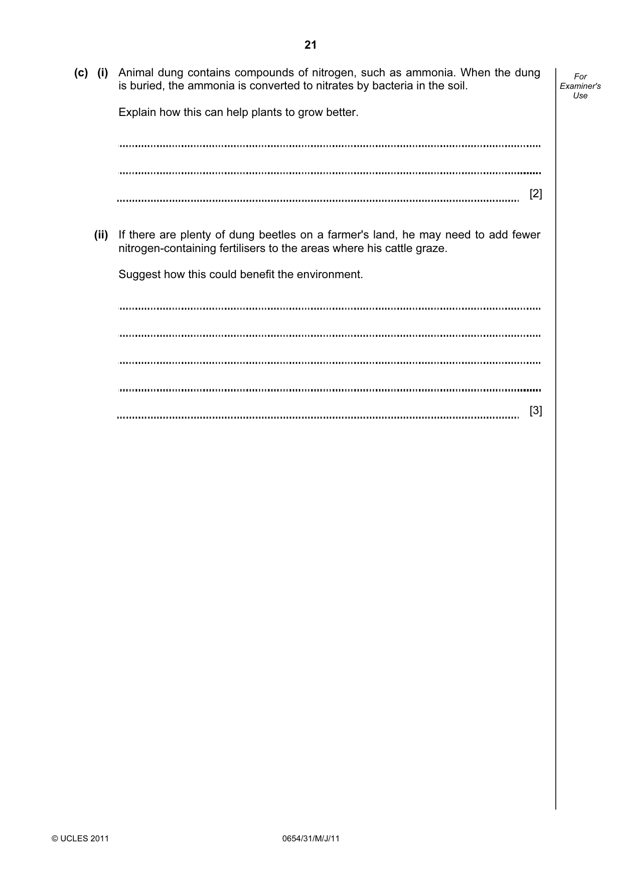 Cambridge IGCSE Sciences - Co-ordinated (Double) 0654 2011 May/June Paper 3 · Variant 1 question paper, page 21 of 24