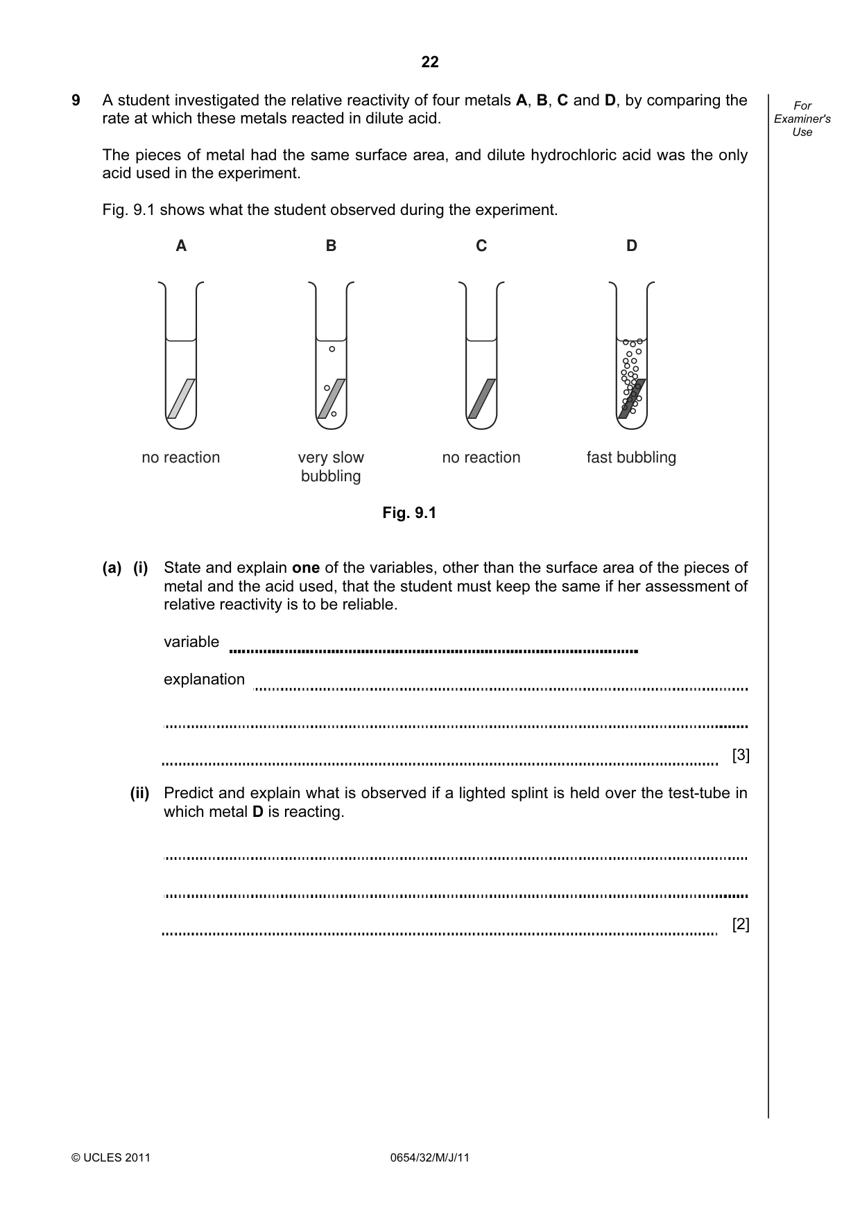 Cambridge IGCSE Sciences - Co-ordinated (Double) 0654 2011 May/June Paper 3 · Variant 2 question paper, page 22 of 28