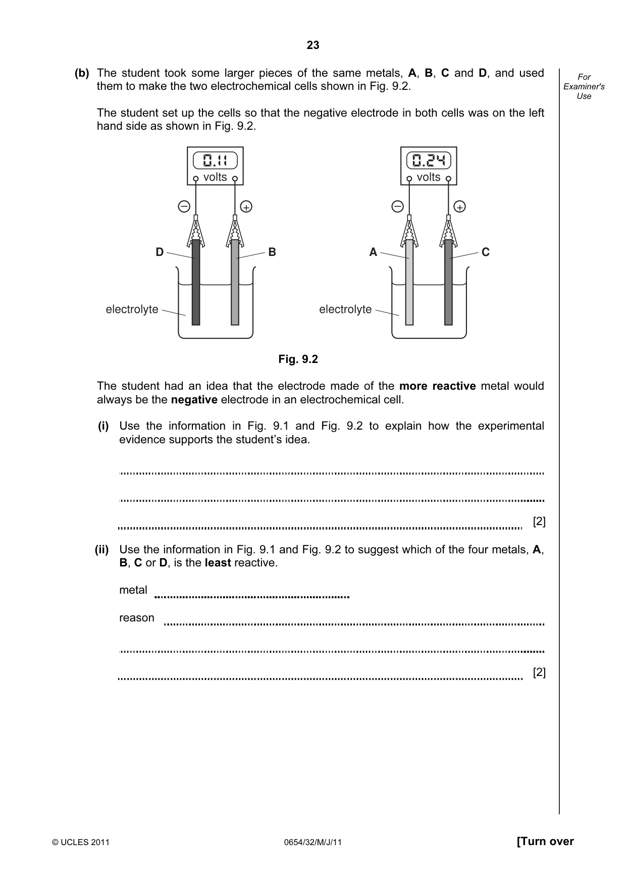 Cambridge IGCSE Sciences - Co-ordinated (Double) 0654 2011 May/June Paper 3 · Variant 2 question paper, page 23 of 28