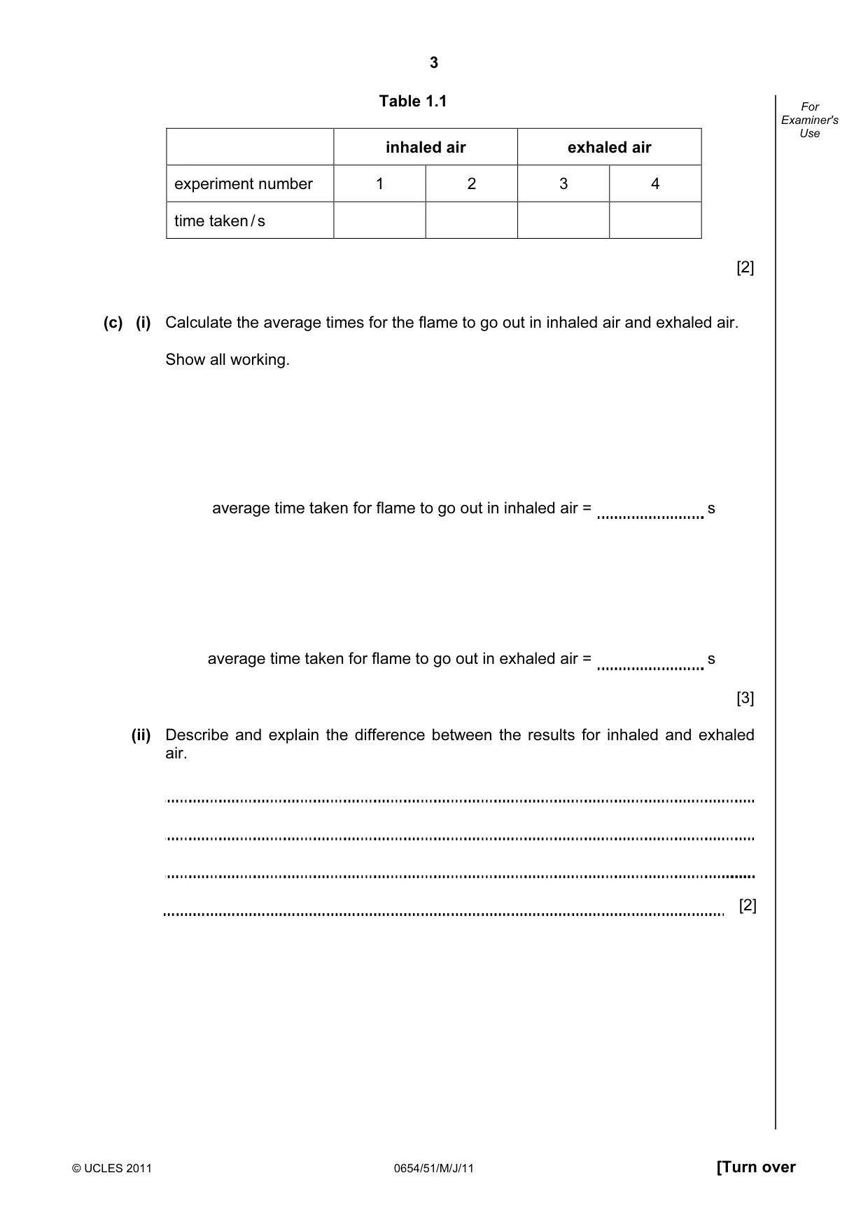 Cambridge IGCSE Sciences - Co-ordinated (Double) 0654 2011 May/June Paper 5 · Variant 1 question paper, page 3 of 12