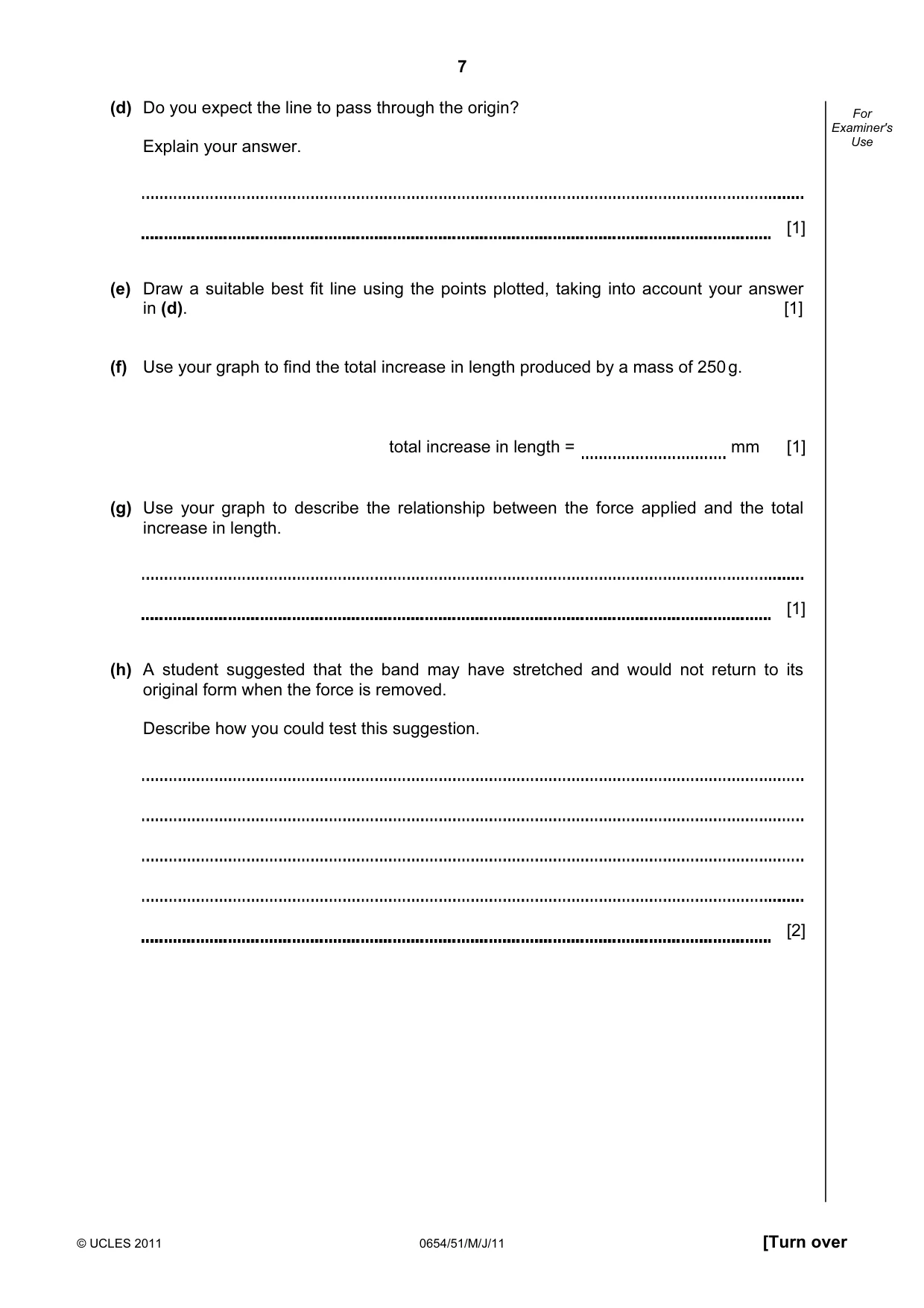 Cambridge IGCSE Sciences - Co-ordinated (Double) 0654 2011 May/June Paper 5 · Variant 1 question paper, page 7 of 12