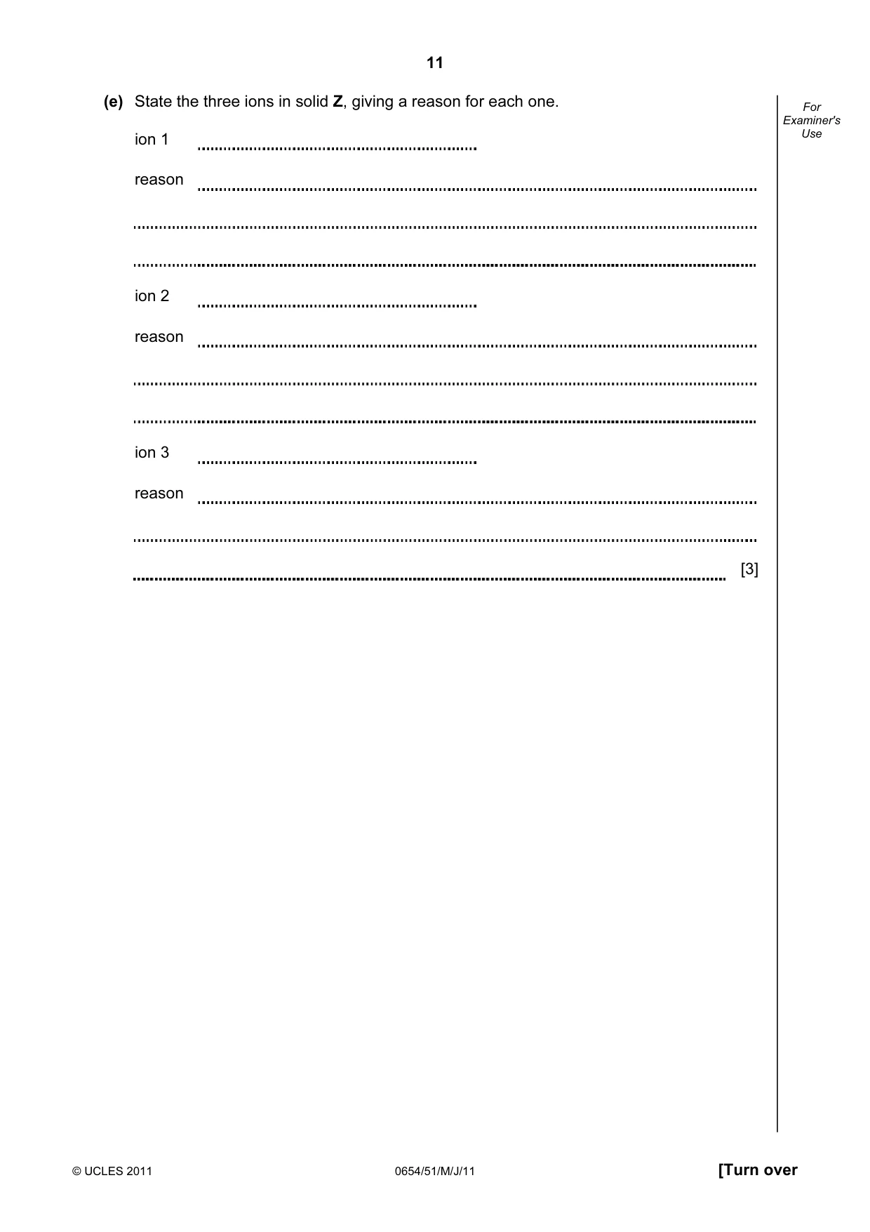Cambridge IGCSE Sciences - Co-ordinated (Double) 0654 2011 May/June Paper 5 · Variant 1 question paper, page 11 of 12