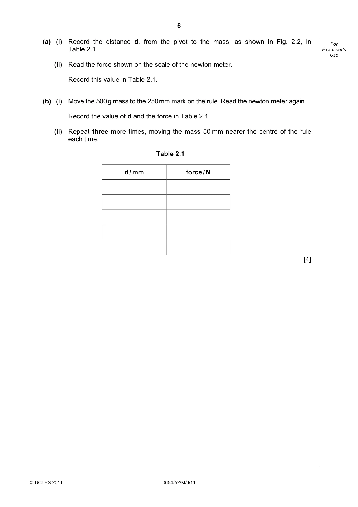 Cambridge IGCSE Sciences - Co-ordinated (Double) 0654 2011 May/June Paper 5 · Variant 2 question paper, page 6 of 12