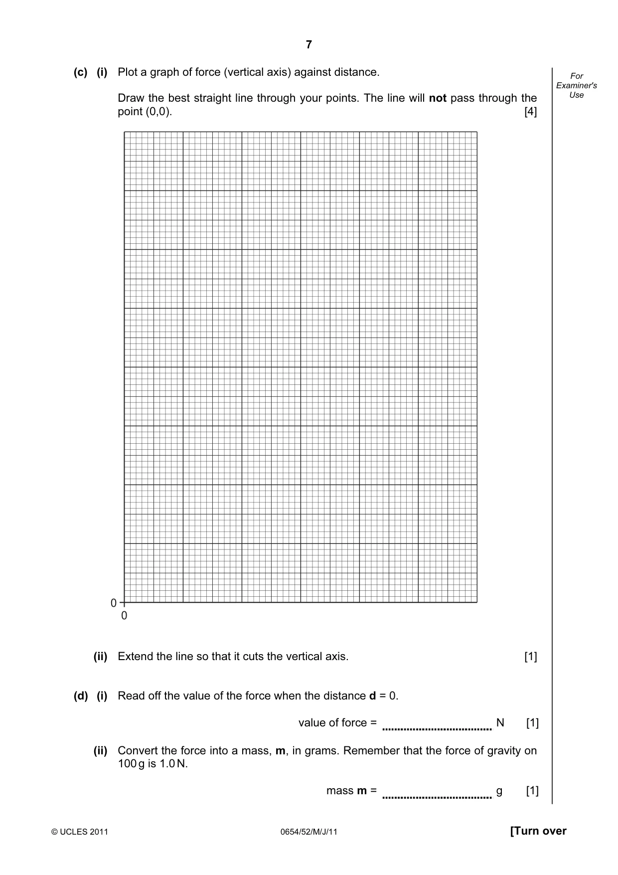 Cambridge IGCSE Sciences - Co-ordinated (Double) 0654 2011 May/June Paper 5 · Variant 2 question paper, page 7 of 12