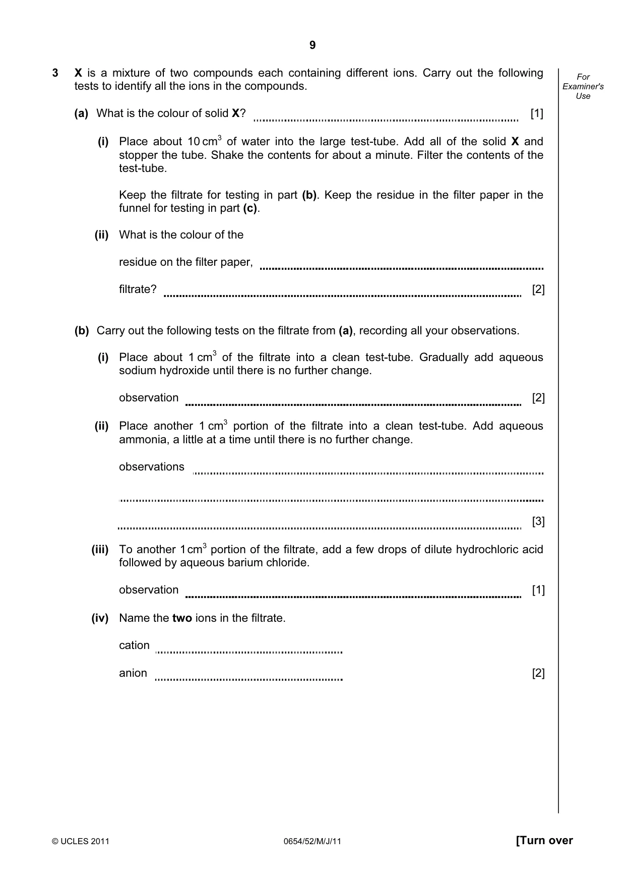 Cambridge IGCSE Sciences - Co-ordinated (Double) 0654 2011 May/June Paper 5 · Variant 2 question paper, page 9 of 12
