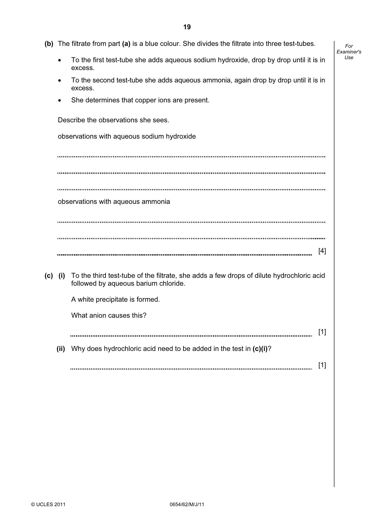 Cambridge IGCSE Sciences - Co-ordinated (Double) 0654 2011 May/June Paper 6 · Variant 2 question paper, page 19 of 20