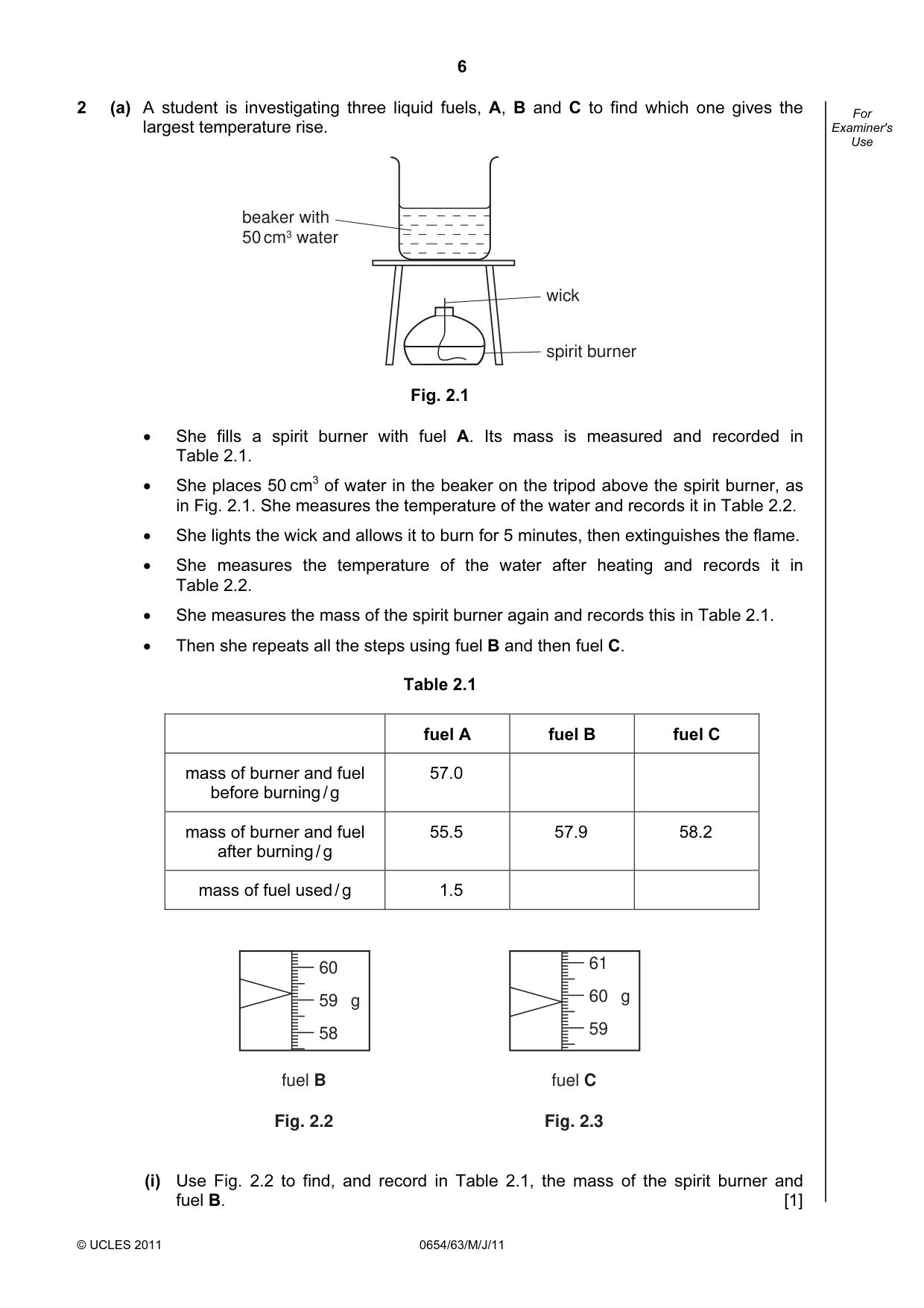 Cambridge IGCSE Sciences - Co-ordinated (Double) 0654 2011 May/June Paper 6 · Variant 3 question paper, page 6 of 20