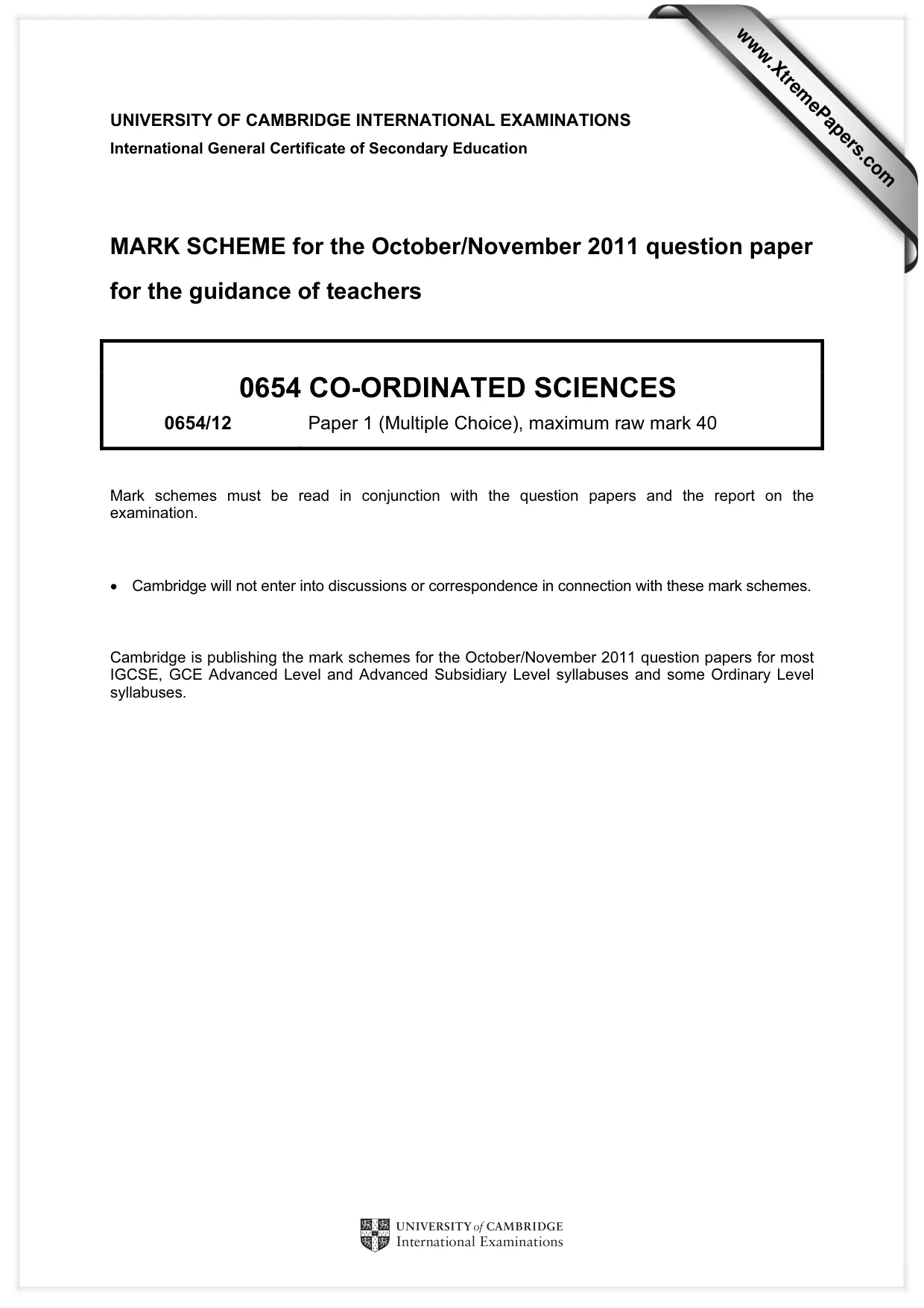 Mark scheme, page 1 of 2