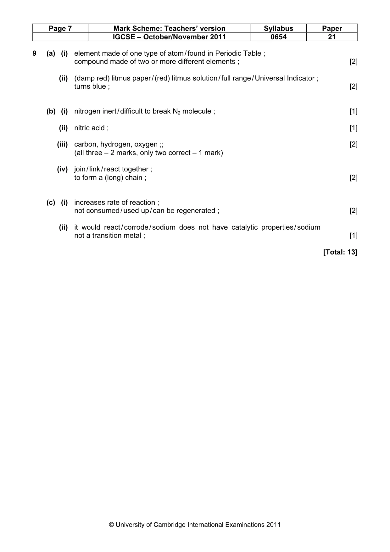 Mark scheme, page 7 of 7