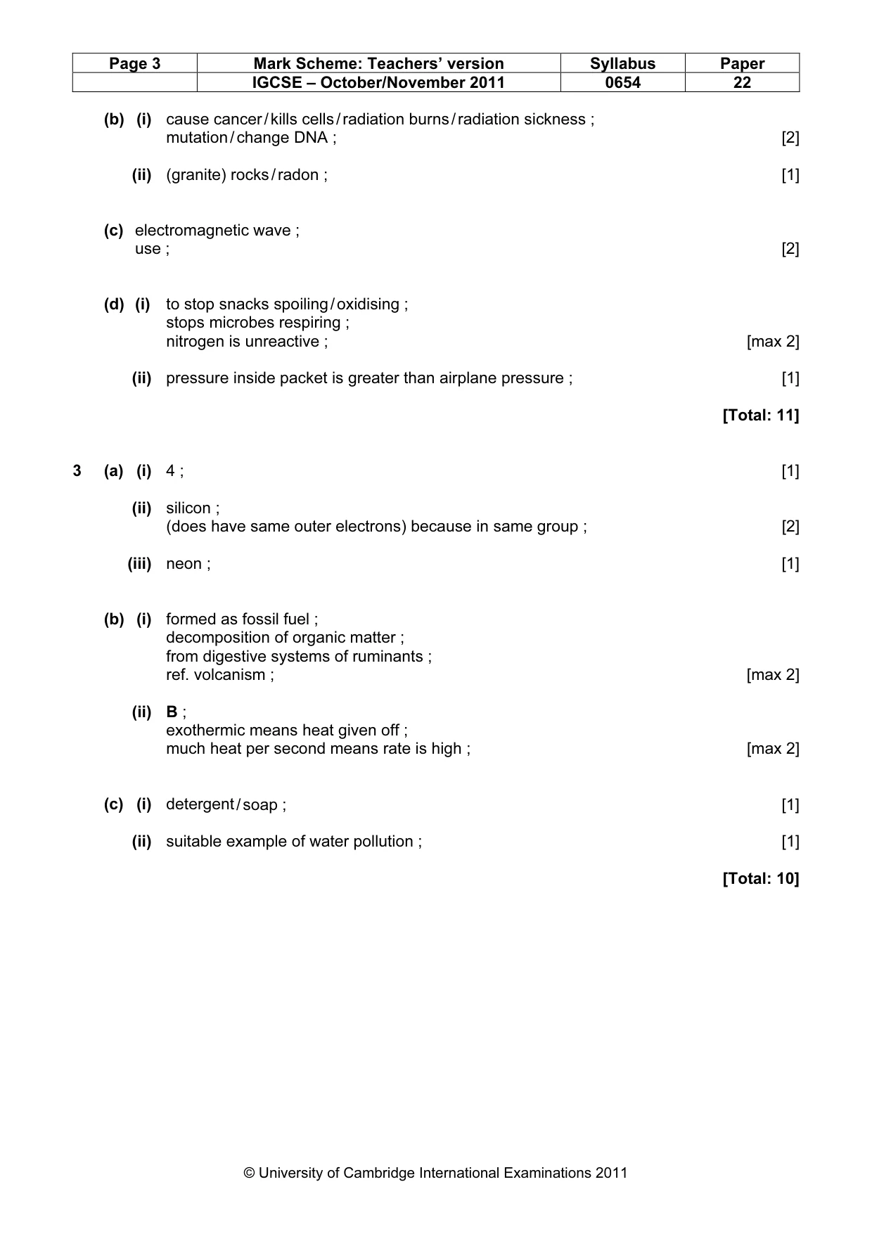 Mark scheme, page 3 of 7