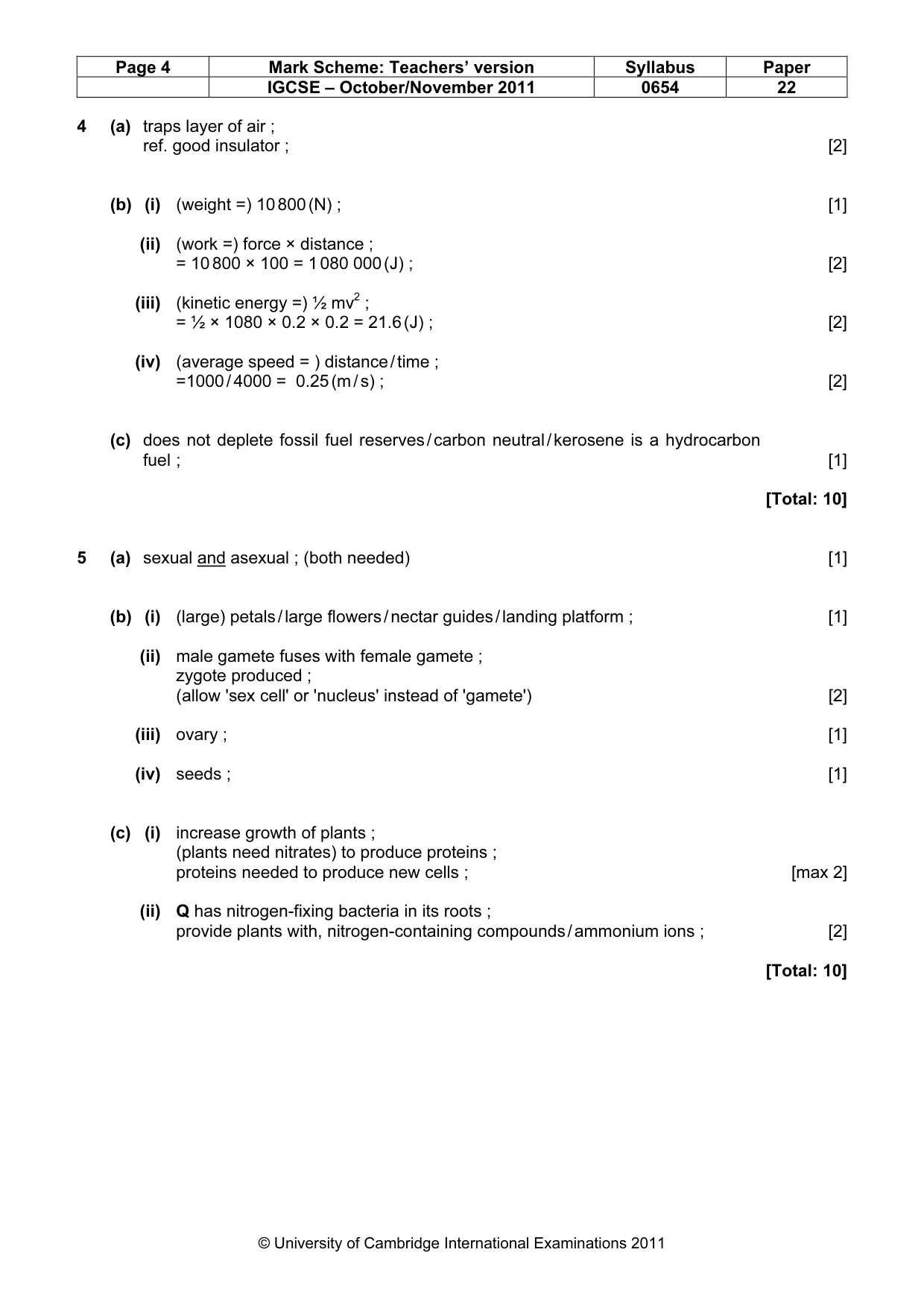 Mark scheme, page 4 of 7