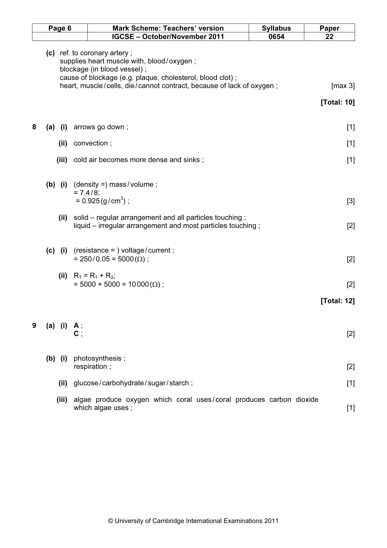 Mark scheme, page 6 of 7
