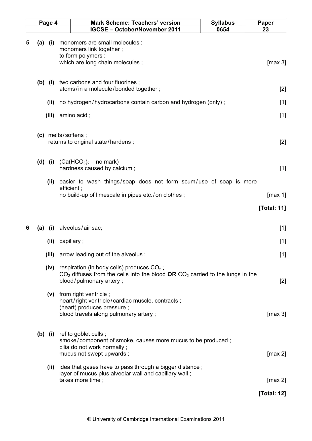 Mark scheme, page 4 of 6