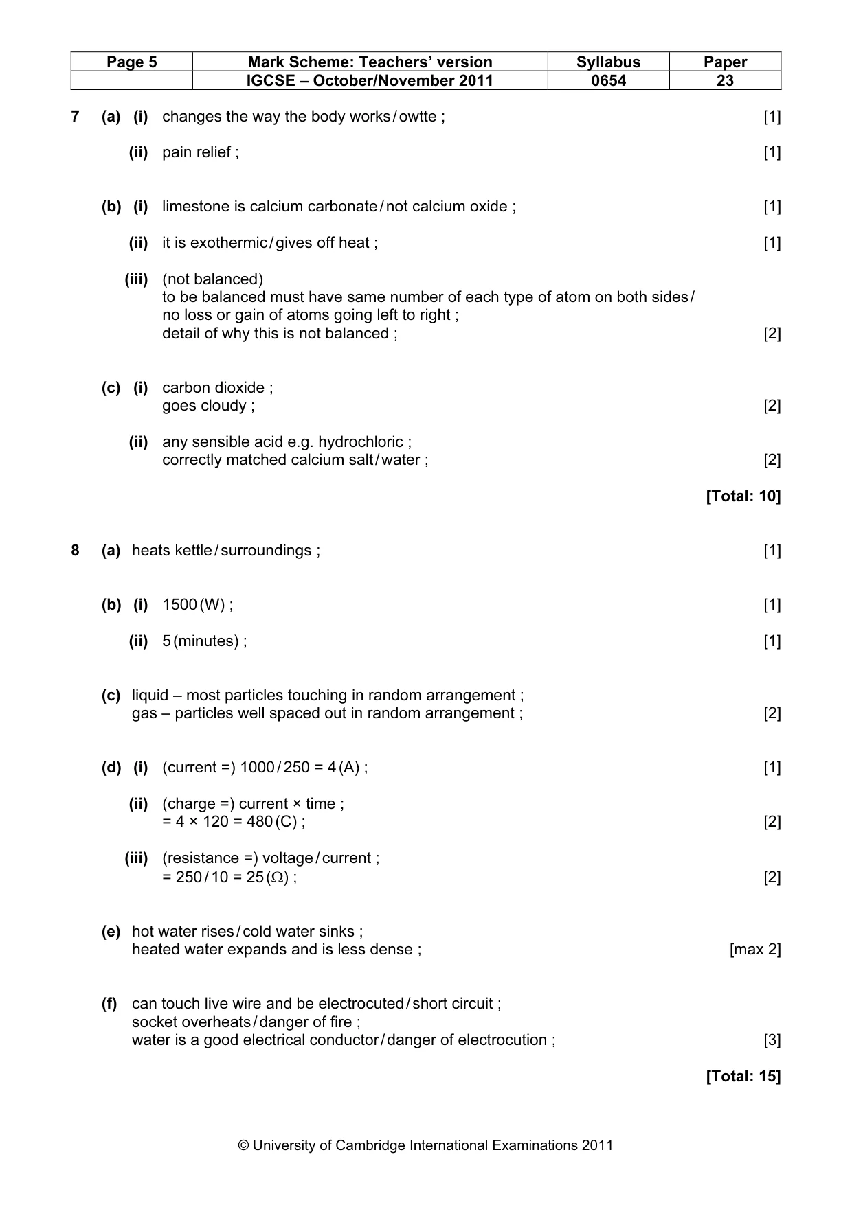 Mark scheme, page 5 of 6