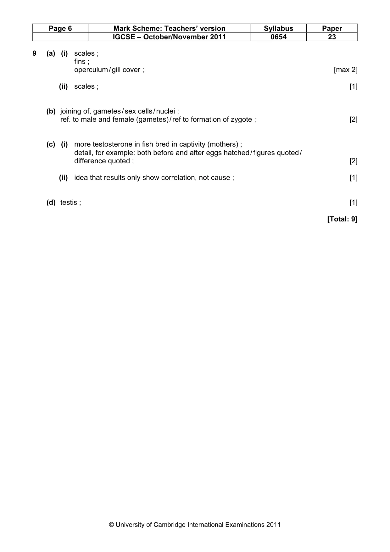 Mark scheme, page 6 of 6