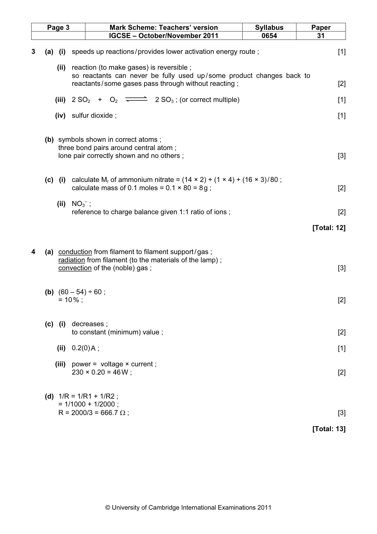 Mark scheme, page 3 of 6