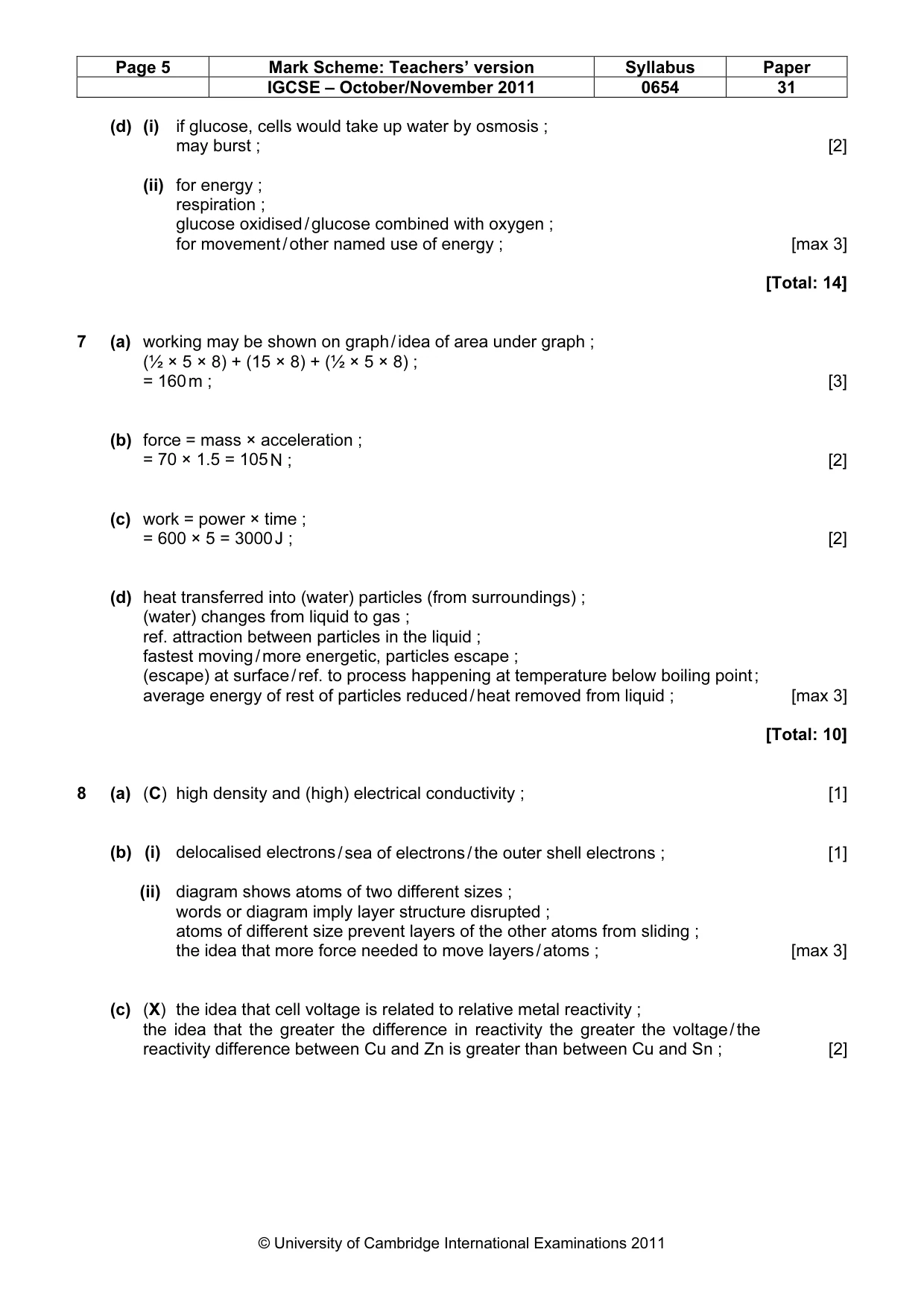 Mark scheme, page 5 of 6