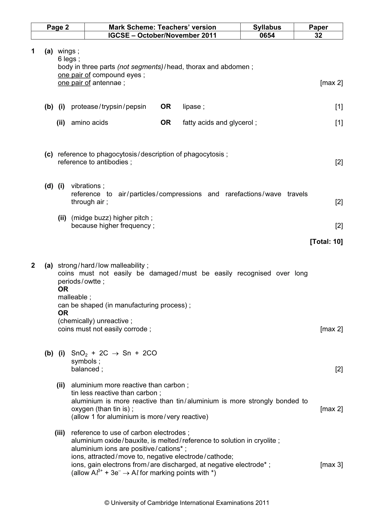 Mark scheme, page 2 of 6