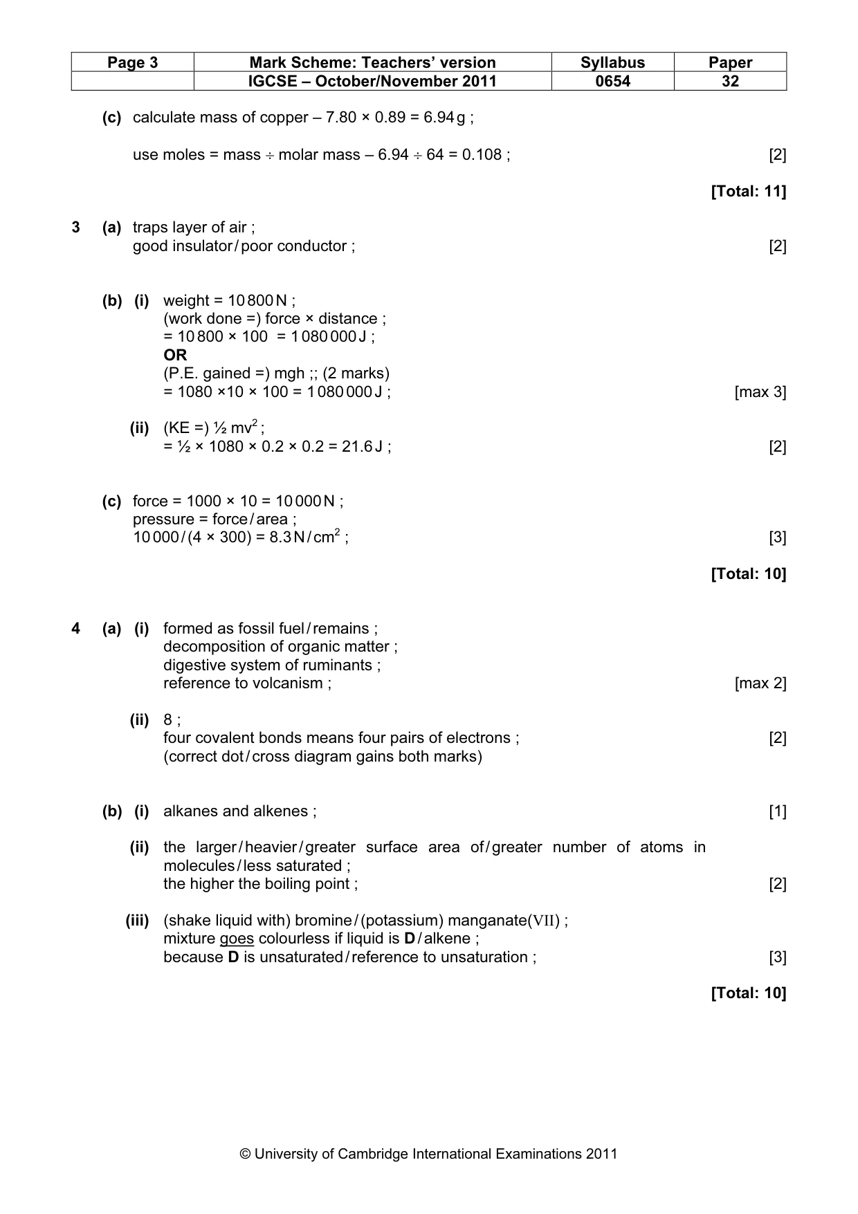 Mark scheme, page 3 of 6